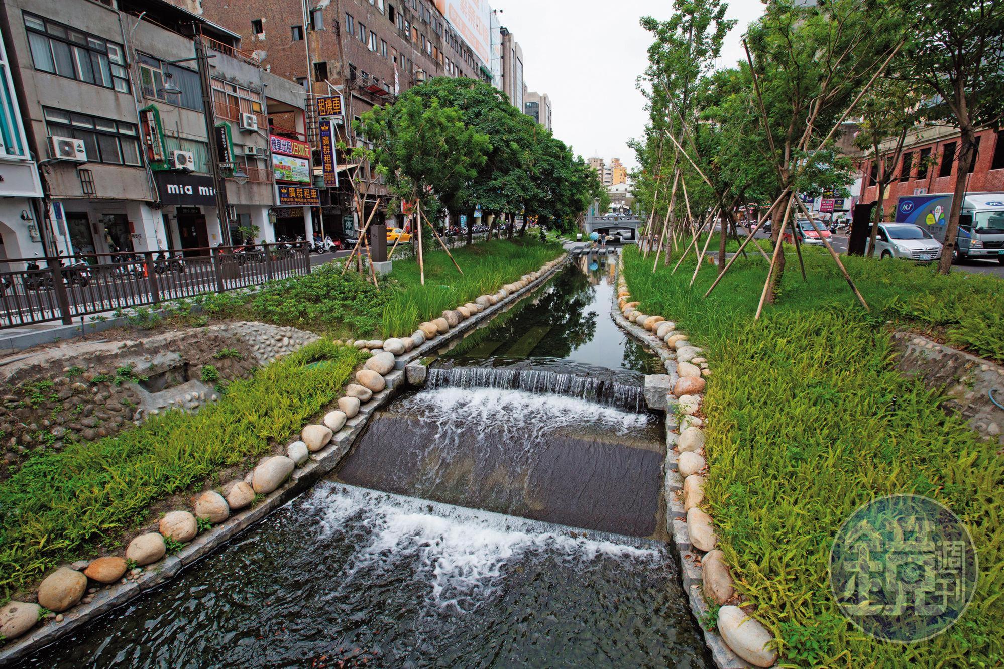 整治市區河川是林佳龍引以為傲的政績，圖為整治後的綠川。