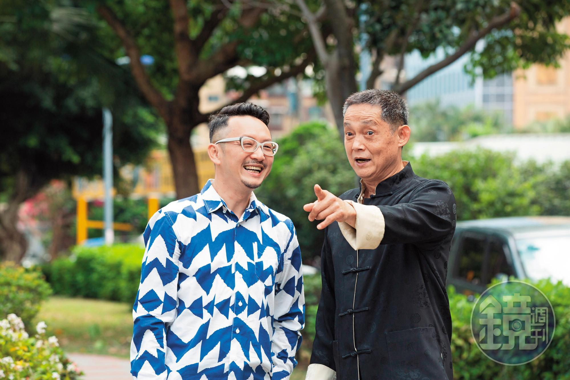 鄭平君（右）親叔叔罹患阿茲海默症過世，他主演《阿公》詮釋病患角色更動人，而塔羅牌老師王奇（左）也有長輩患病，會當導演拍片，是希望給患者和他們的家人鼓勵。