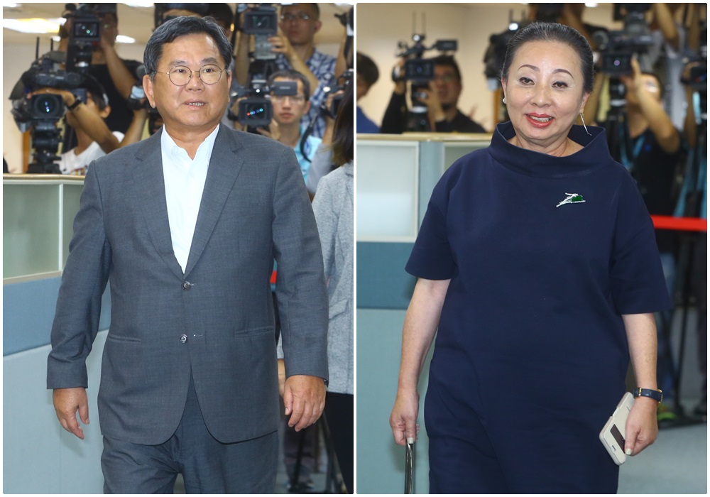 嘉義縣長張花冠（右圖）今在民進黨中執會開砲，再次槓上立委陳明文（左圖）。