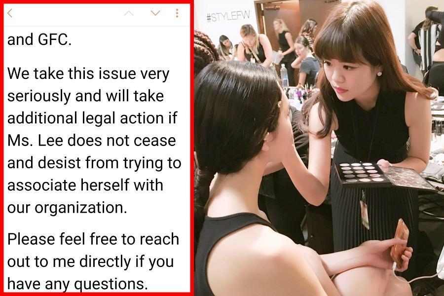 溫哥華時裝週主辦單位發聲明指李敏說謊，並強調不排除採取法律行動。（右圖翻攝自李敏臉書）