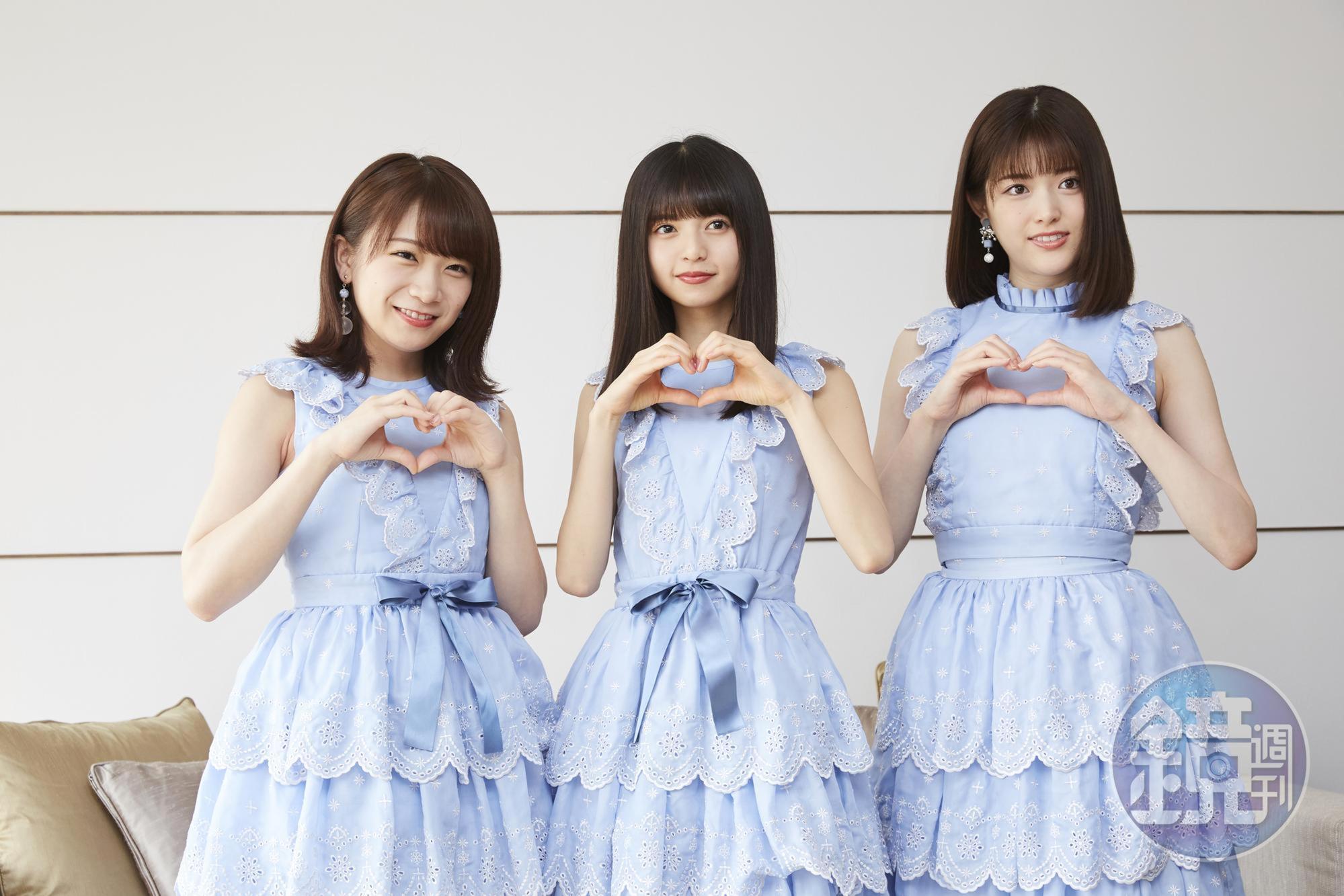 乃木坂46三位成員對台灣印象超好，尤其無法抗拒美食誘惑。（左起：秋元真夏、齋藤飛鳥與松村沙友理）