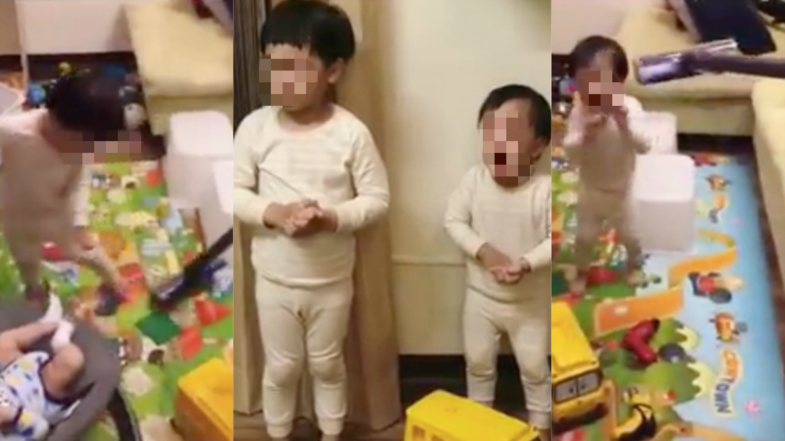 網紅家長在臉書上發布一段「管教小孩」的影片引起爭議。（翻攝自臉書）