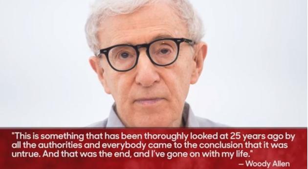 伍迪艾倫表示這件事在25年前就被警方詳盡調查過，控訴根本不成立。（翻攝自新浪娛樂）