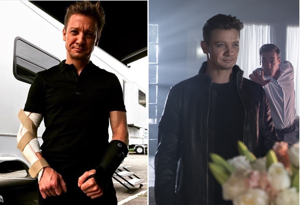 傑瑞米雷納在《貼背戰》裡頭是玩「鬼抓人」遊戲高手，喬漢姆則要想辦法逮到他，但在現實中傑瑞米拍戲第2天就受傷了。（華納兄弟）