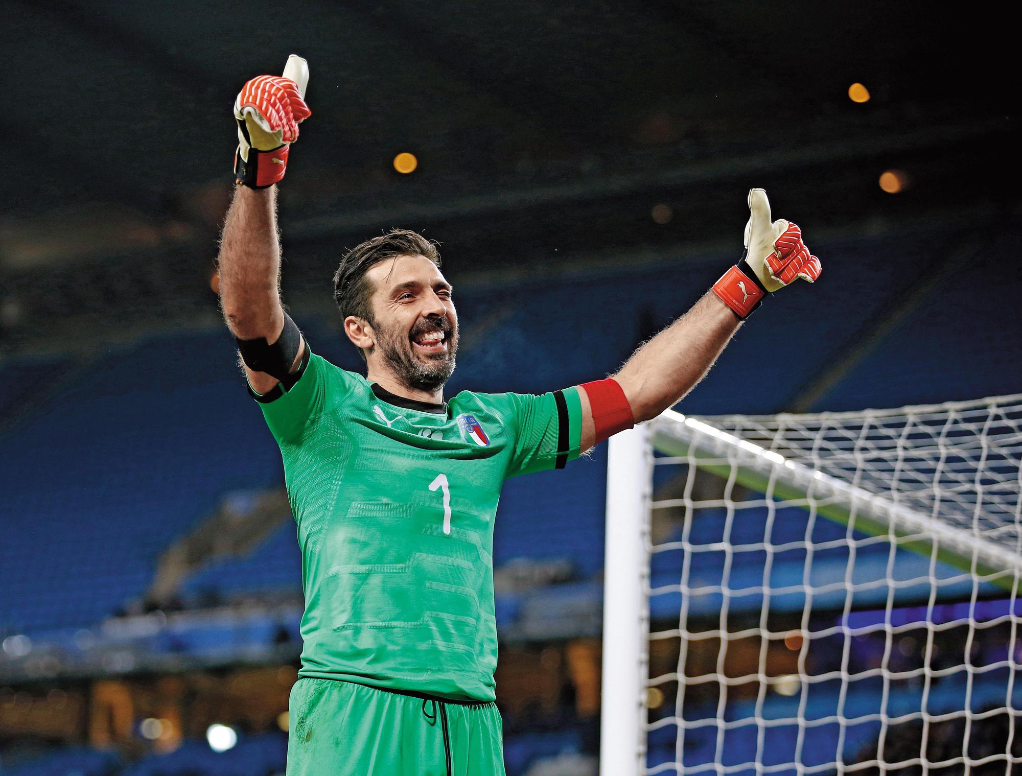 義大利確定無緣今年世界盃後，40歲門將布馮（Buffon）宣布退出國家隊。（東方IC）