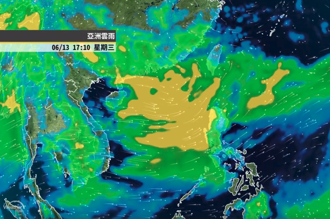 週三（13日）起各地天氣非常不穩定，甚至可能出現局部豪雨以上等級雨勢。（翻攝自氣象達人彭啟明臉書）