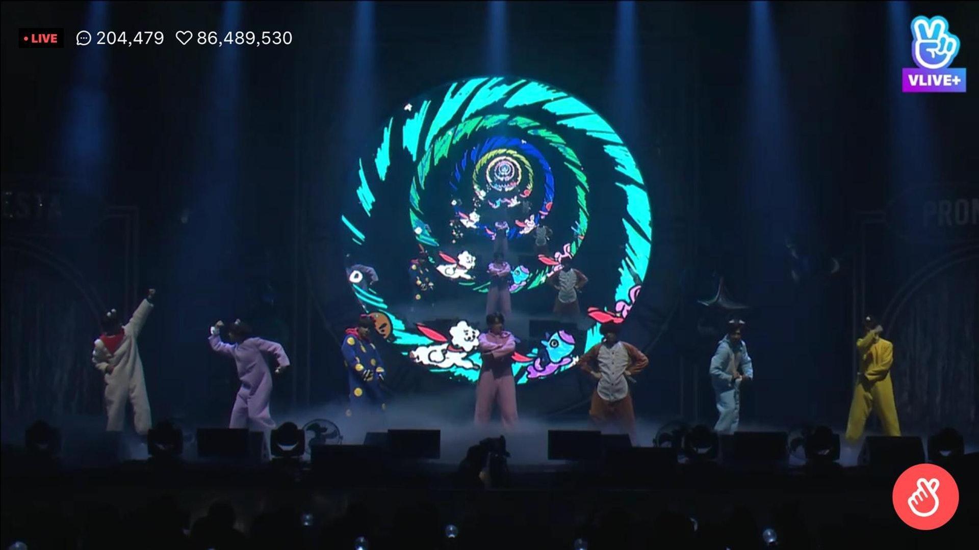 BTS防彈少年團出道5週年,在V APP直播特別節目,穿上BT21宇宙明星的裝扮表演,超級可愛。(網路圖片)