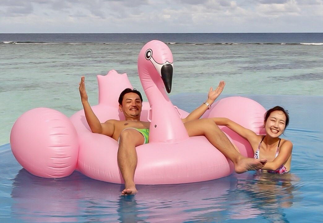 夢多與巴鈺同遊馬爾地夫。（TVBS提供）