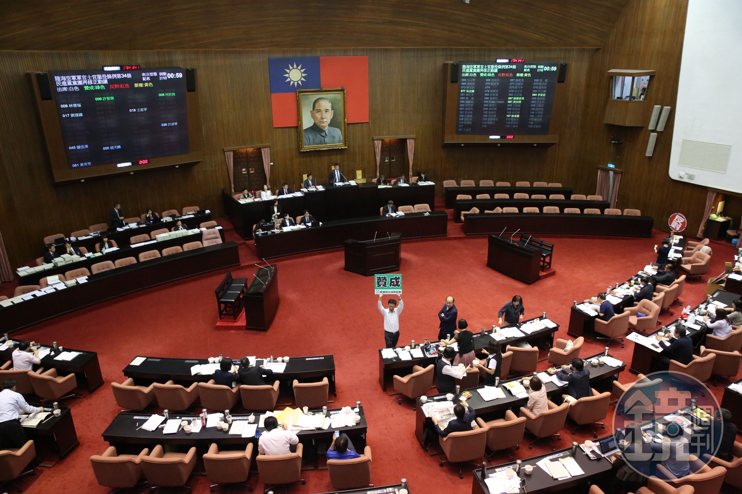經過12小時不斷電表決，軍人年改法案今晚終於三讀通過。