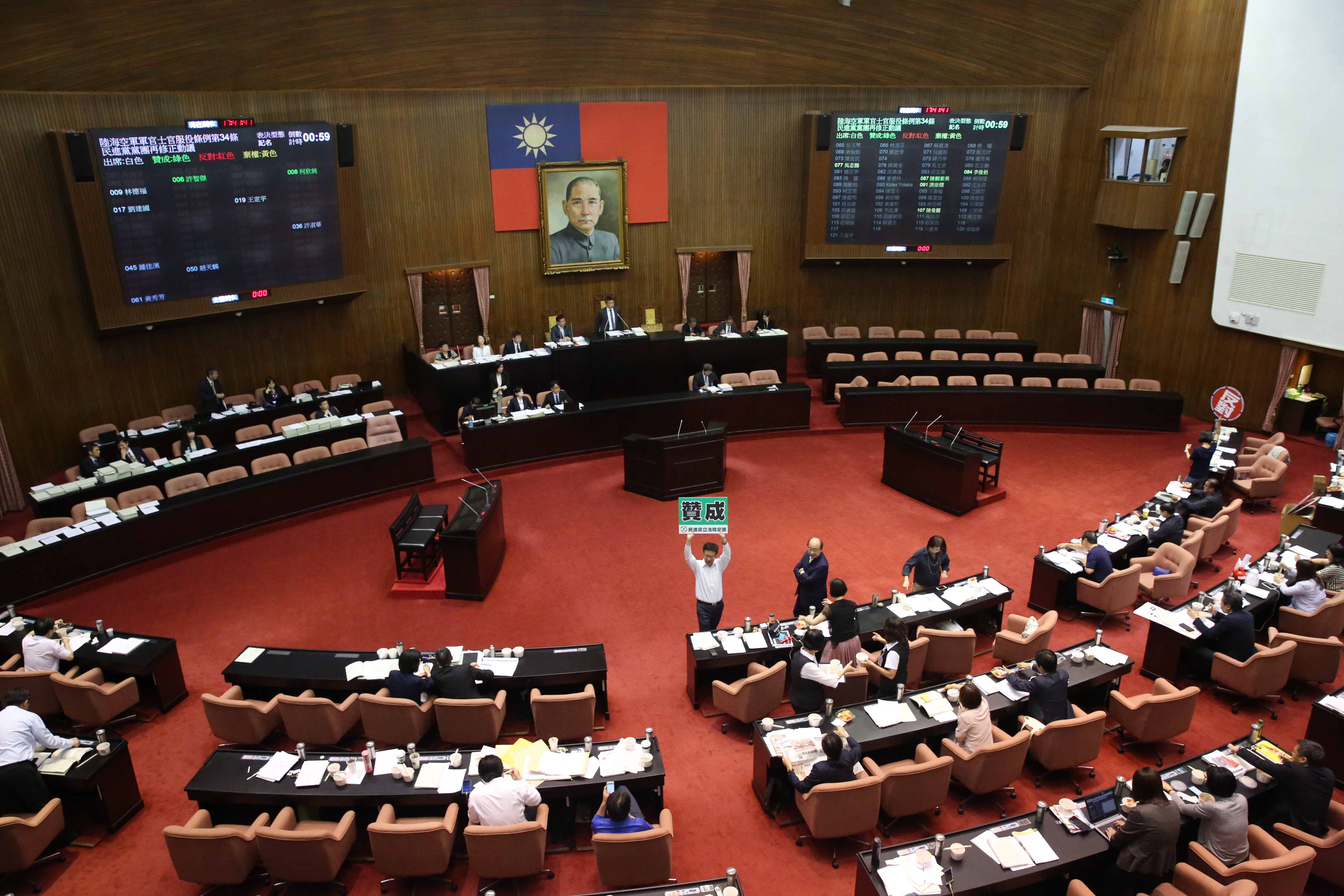 經過12小時不斷電表決，軍人年改法案今晚終於三讀通過。
