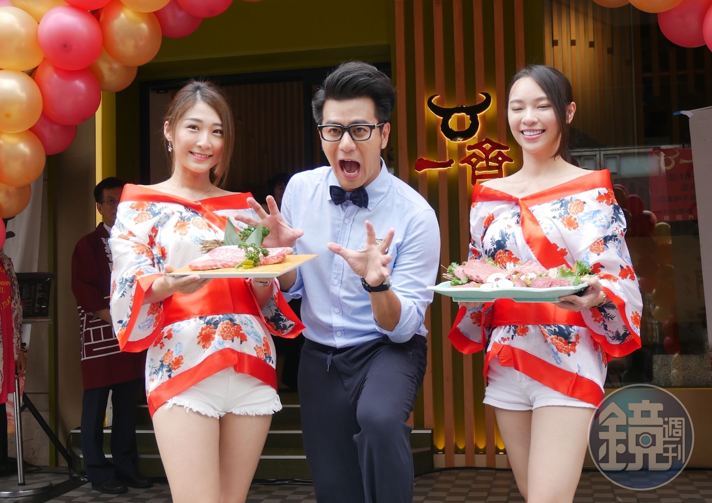 郭彥均21日出席「一齊和牛燒肉」開幕記者會，他因主持外景節目，自曝10年胖了8公斤。（一齊和牛提供）