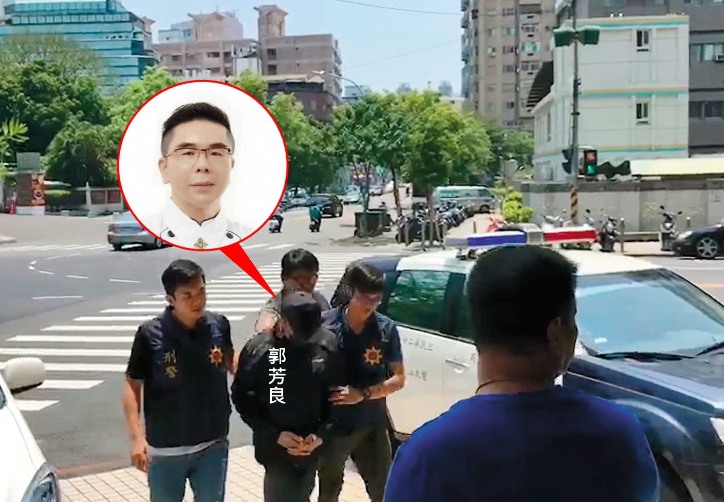 郭芳良持菜刀埋伏餐廳砍人後逃逸，還若無其事地跑到台南關廟辦外燴，遭警方帶回警局。