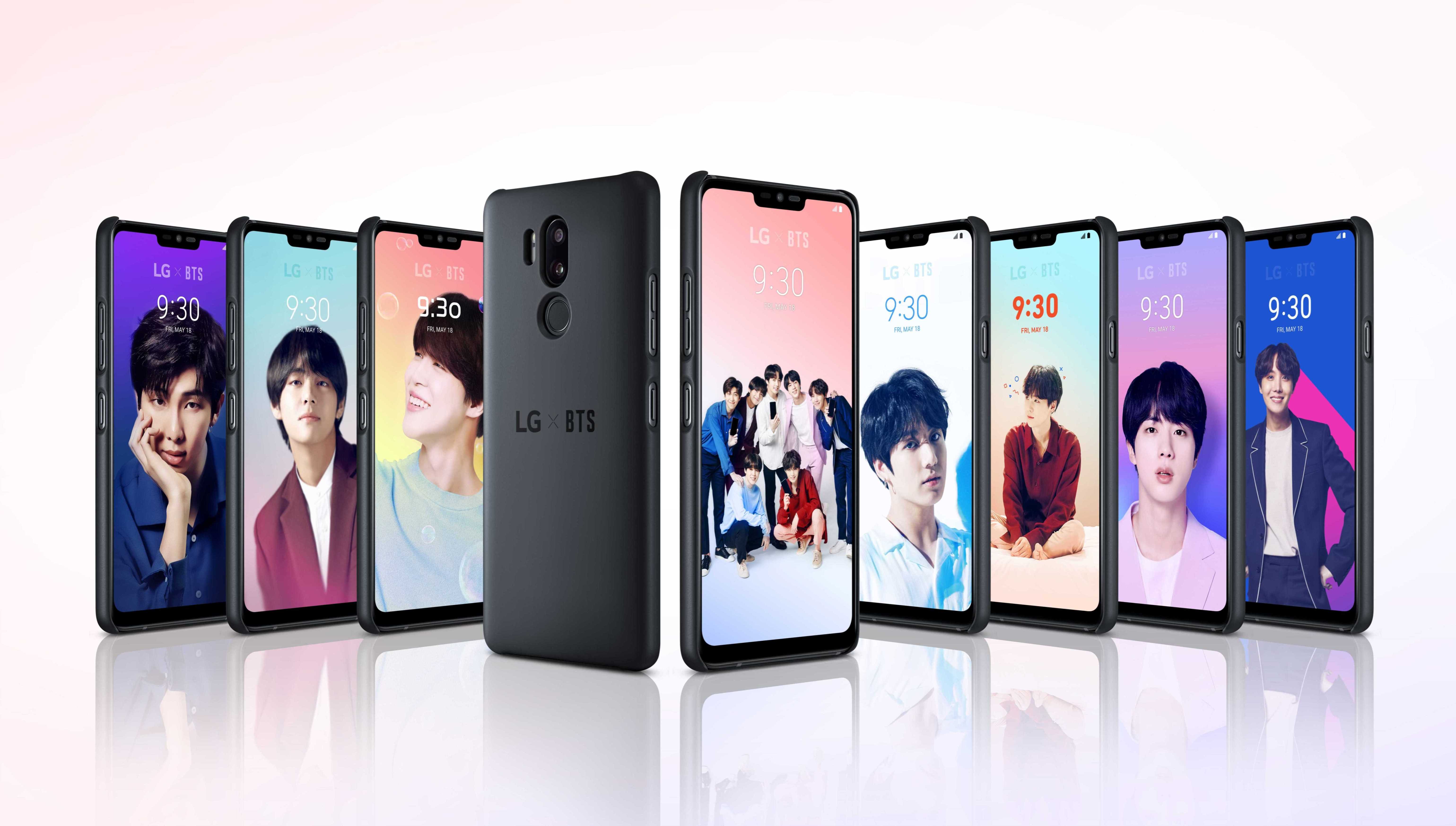 LG G7+ ThinQ專屬BTS Smart Case可安裝獨家佈景主題，無論團飯唯飯都滿意。（LG提供）