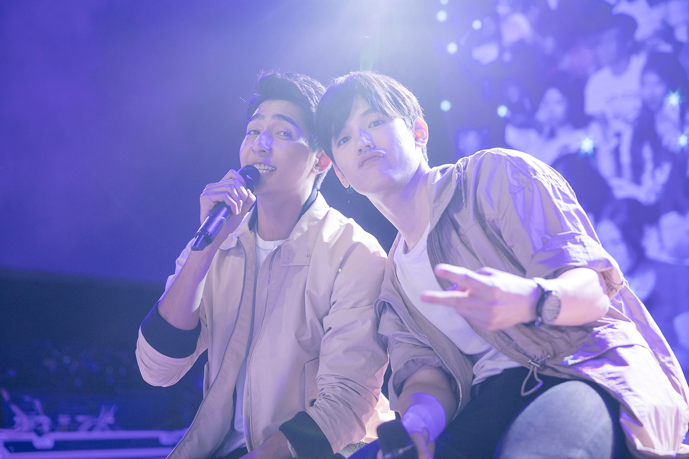 泰星New和Earth（左）在台灣第一次舉辦見面會，特地苦練歌曲獻給台粉。（Joytime提供）