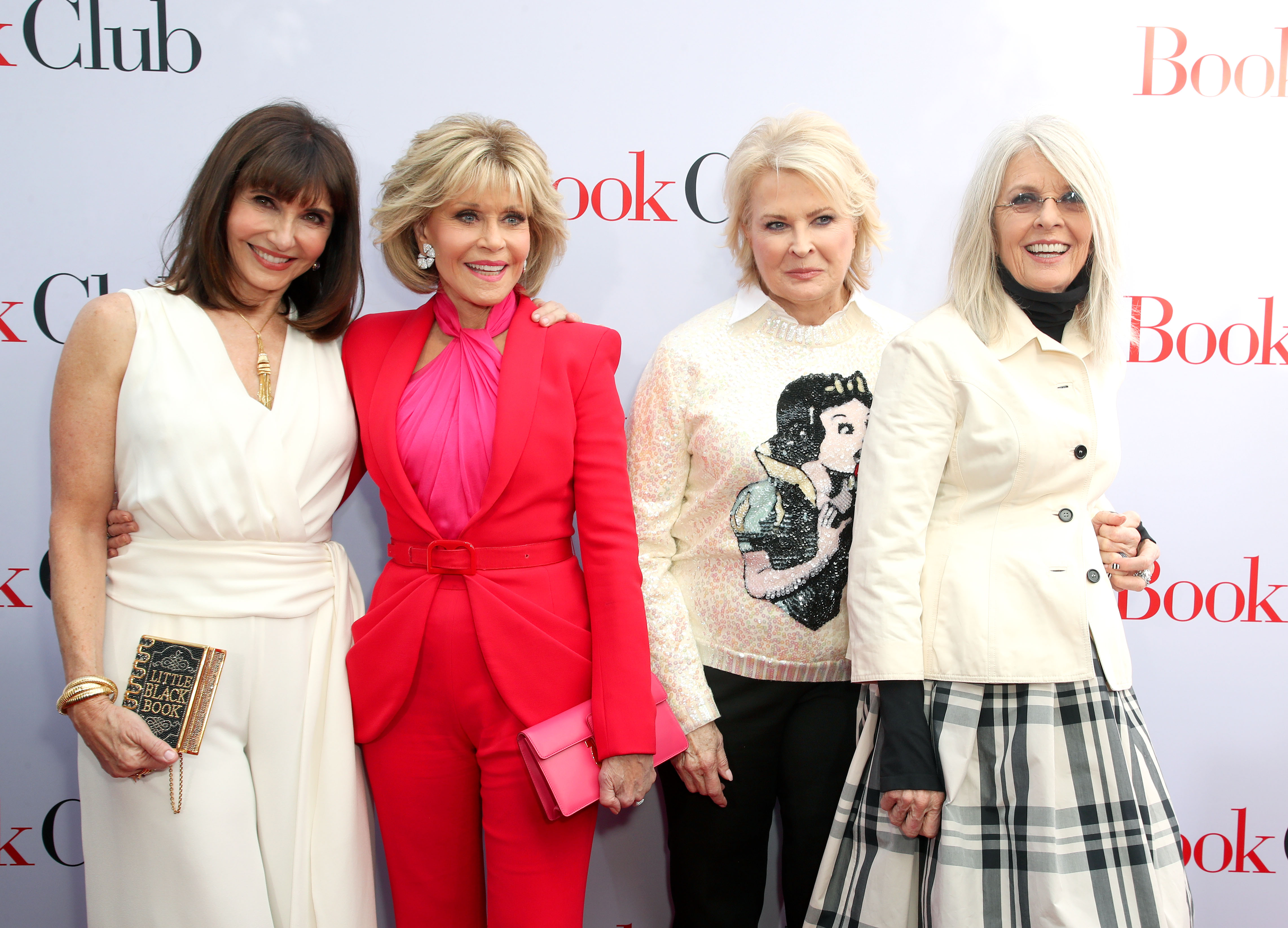 瑪麗史汀柏格（左起）、珍芳達、甘蒂絲柏根、黛安基頓四人一同演出《高年級姐妹會》，除了甘蒂絲柏根，其餘三人都拿過奧斯卡獎。而除了瑪麗史汀柏格，其他三人都先後與男星華倫比提交往過。（東方IC）