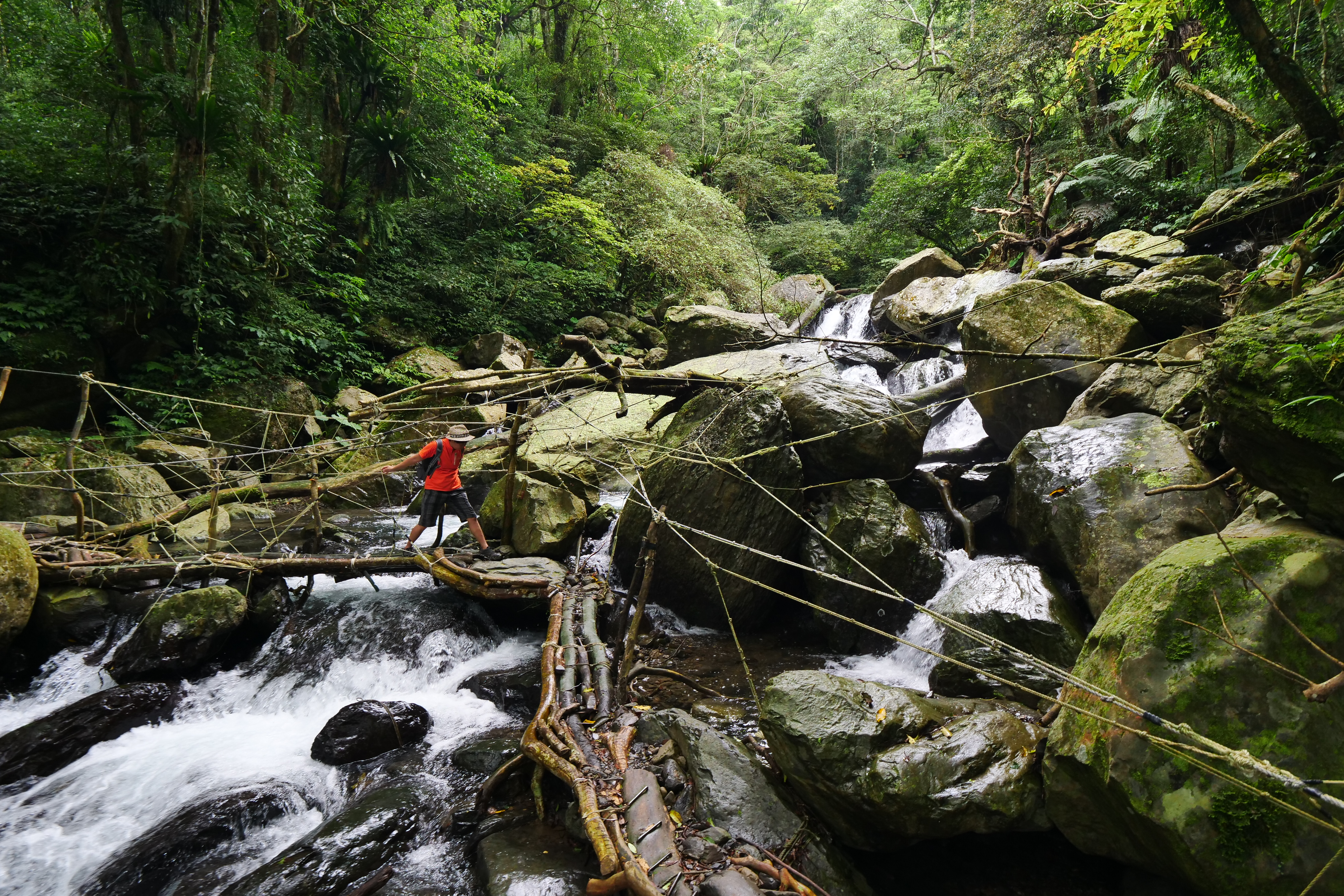 至雲心瀑布前，會經過由熱心山友架設的便橋，方便通過。