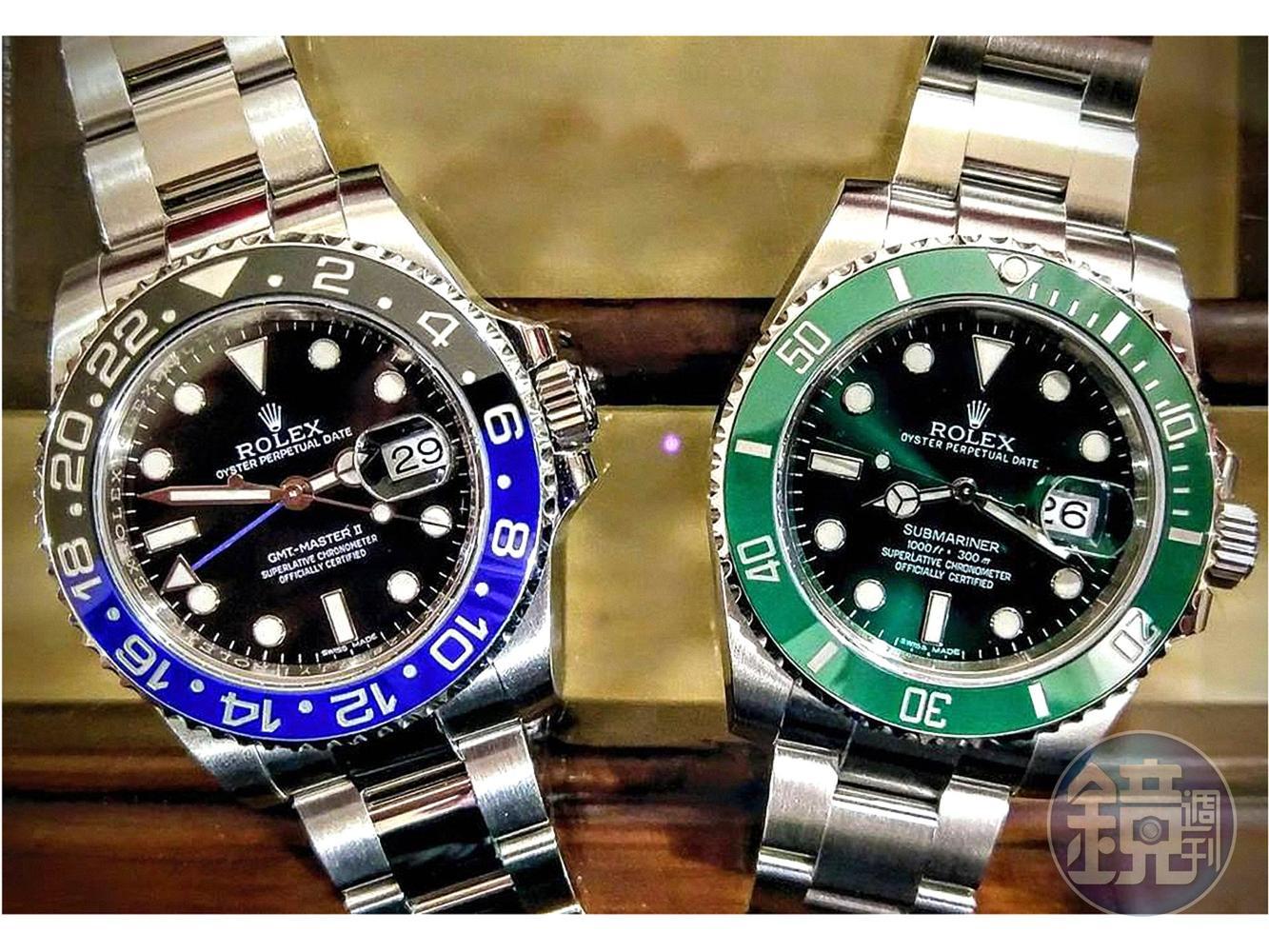 Submariner 116610LV綠水鬼及GMT-Master II 116710BLNR黑藍圈訂價分別是29.05萬元及28.7萬元，過去幾個月一錶難求，通常以超訂價3～5萬元販售。