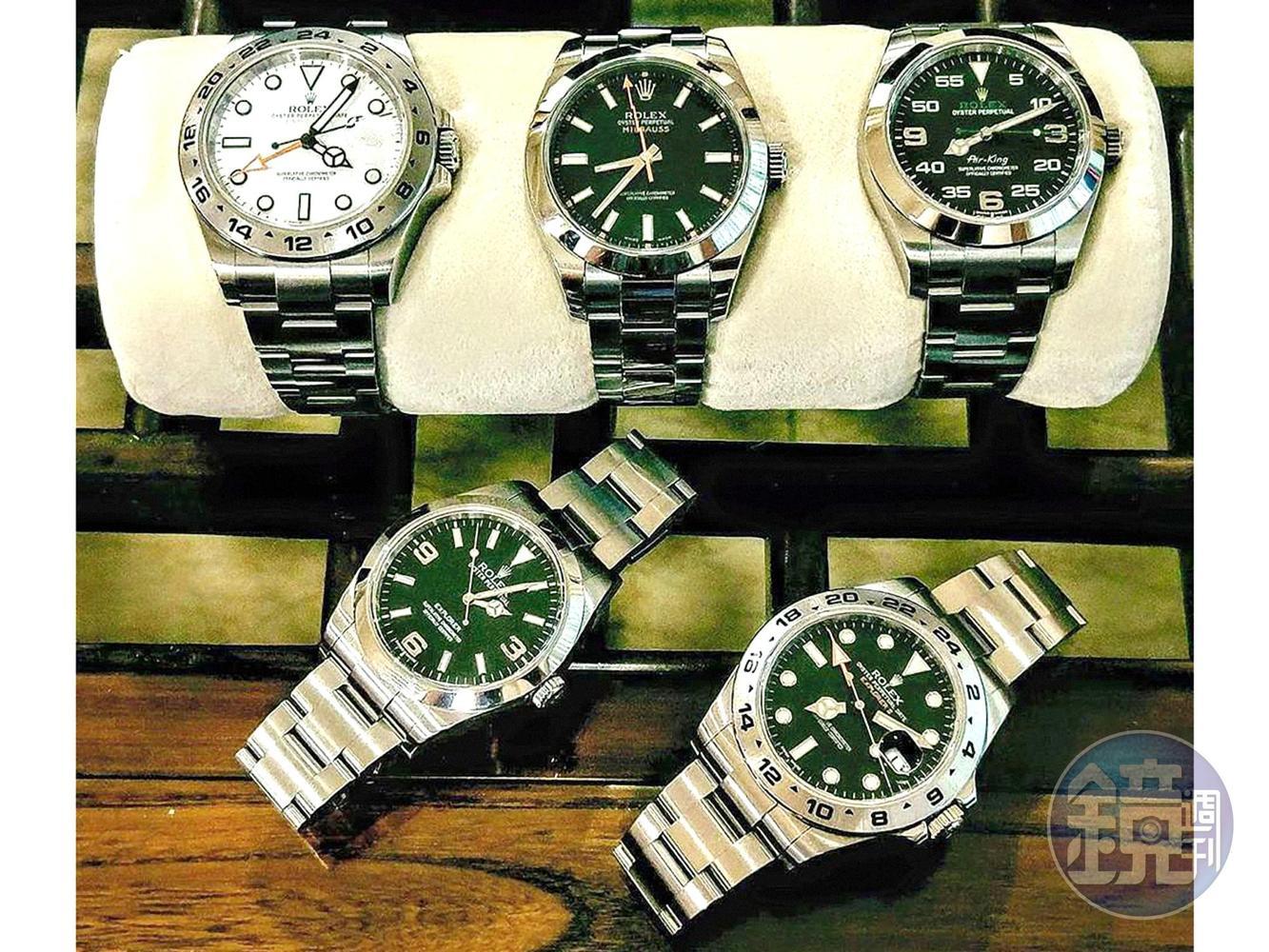 筆者經常配戴的Explorer 214270、Explorer II 216570、Milgauss 116400及Air-King 116900，去年中以前是店家櫥窗的常客，現在也越來越難見到了。貨源少，議價空間自然也小了。