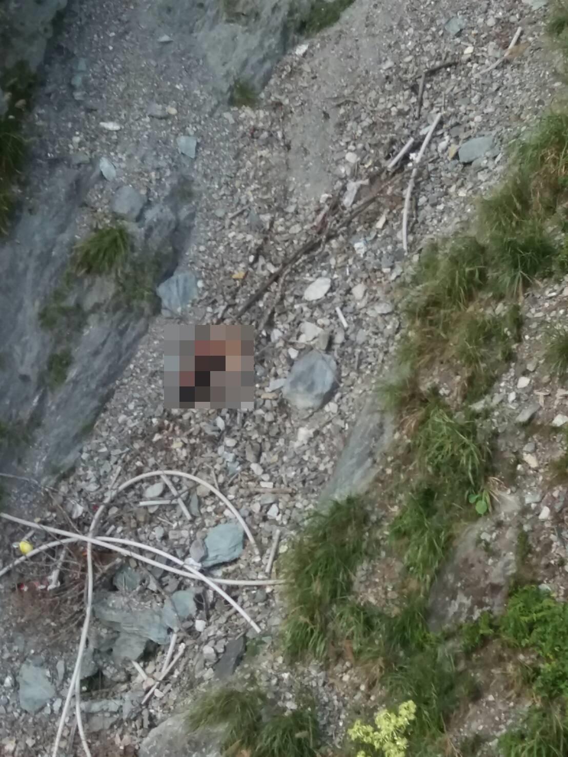 墜落200米深谷的巨陞董座夫婦，遺體已腫脹難辨。（翻攝畫面）