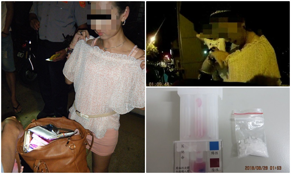 薛女包裡藏K毒遭警盤查，卻大方向警方喬奶，讓警方有點嚇到。（警方提供）