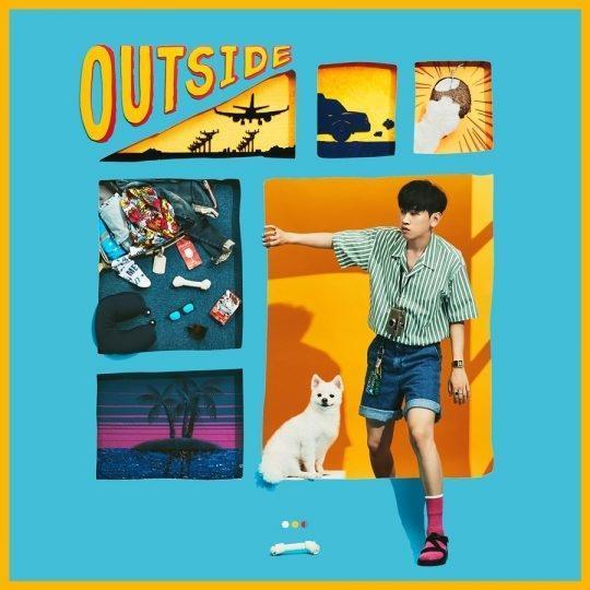 Crush專輯《OUTSIDE》封面與愛犬豆漿一起拍攝。(網路圖片)