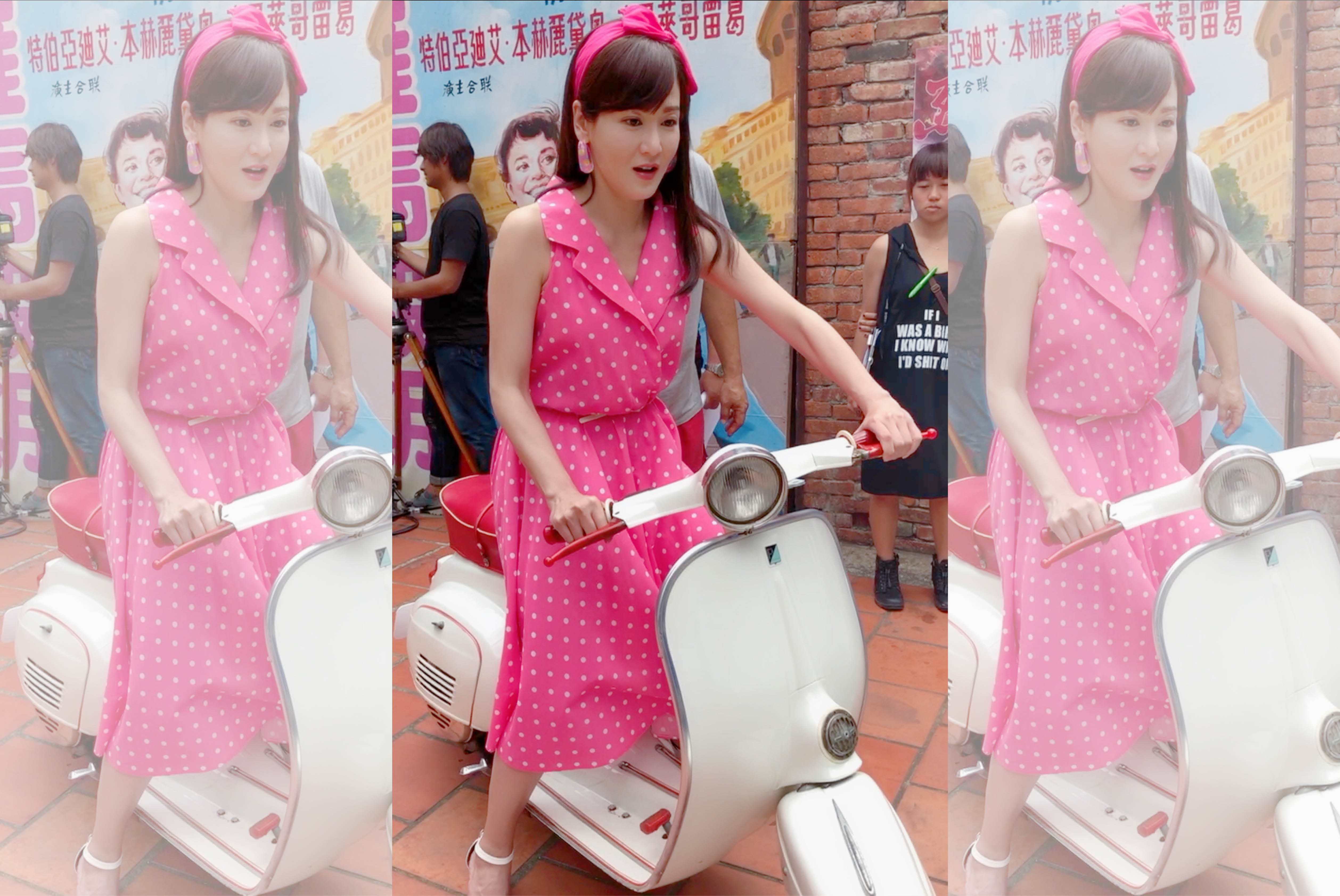 邱琦雯首次騎偉士牌，現場「聽課」就立刻上場。（艾迪昇傳播提供）