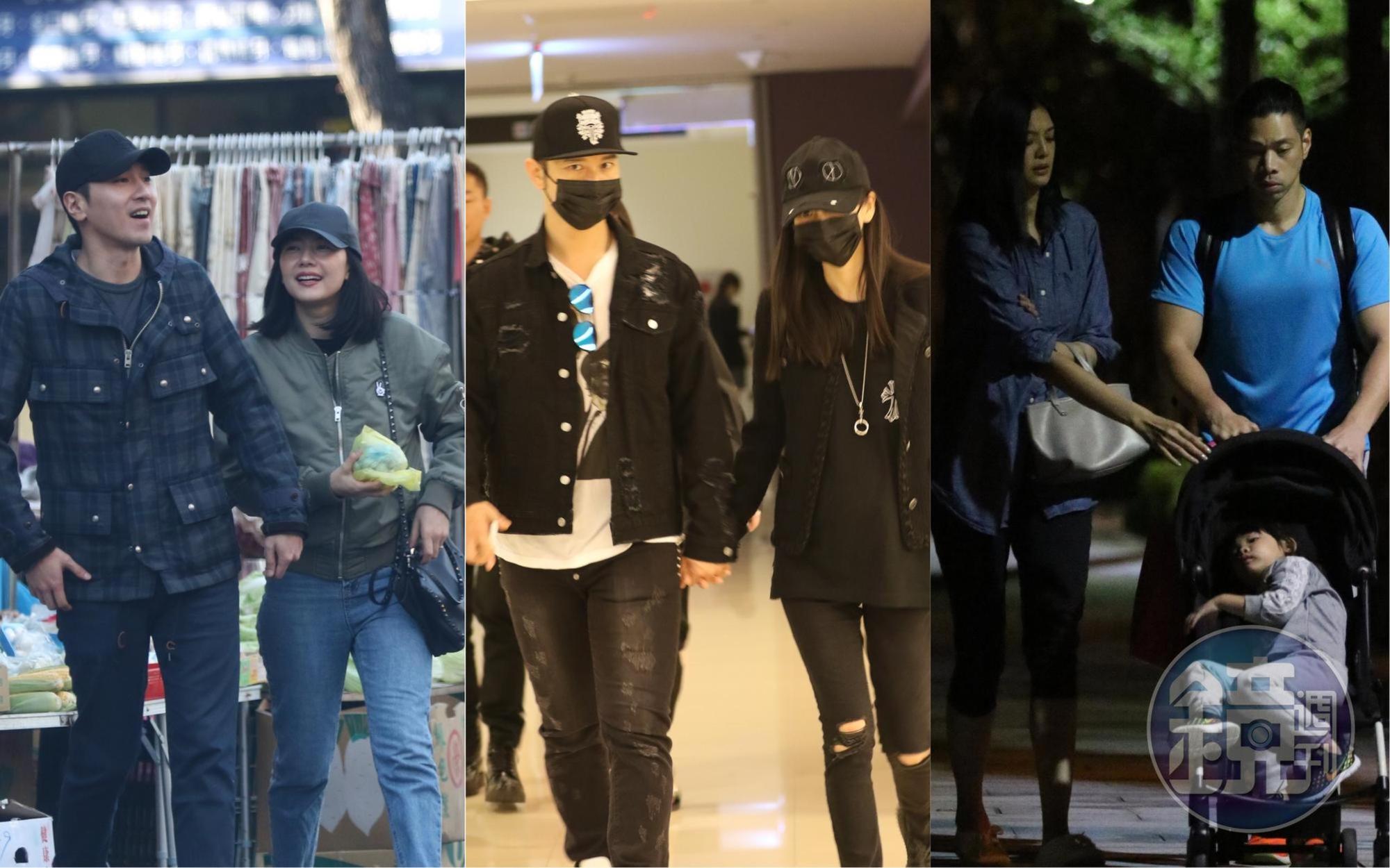 演藝圈不少夫妻在婚後仍保持戀愛熱度，不顧旁人眼光大放閃。左起依序為趙又廷、高圓圓夫婦；黃曉明、Angelababy夫婦；Michael、林嘉綺夫婦。