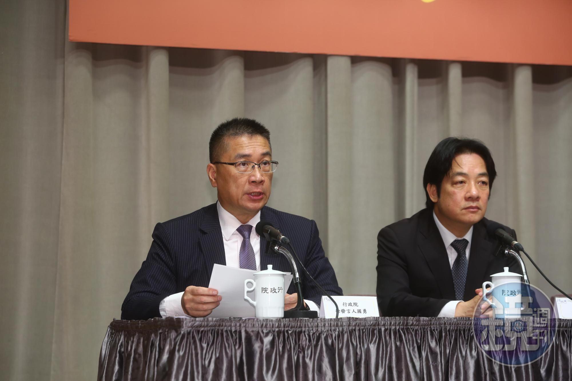 第一大部內政部由發言人徐國勇接任，賴揆希望持續打擊毒品。
