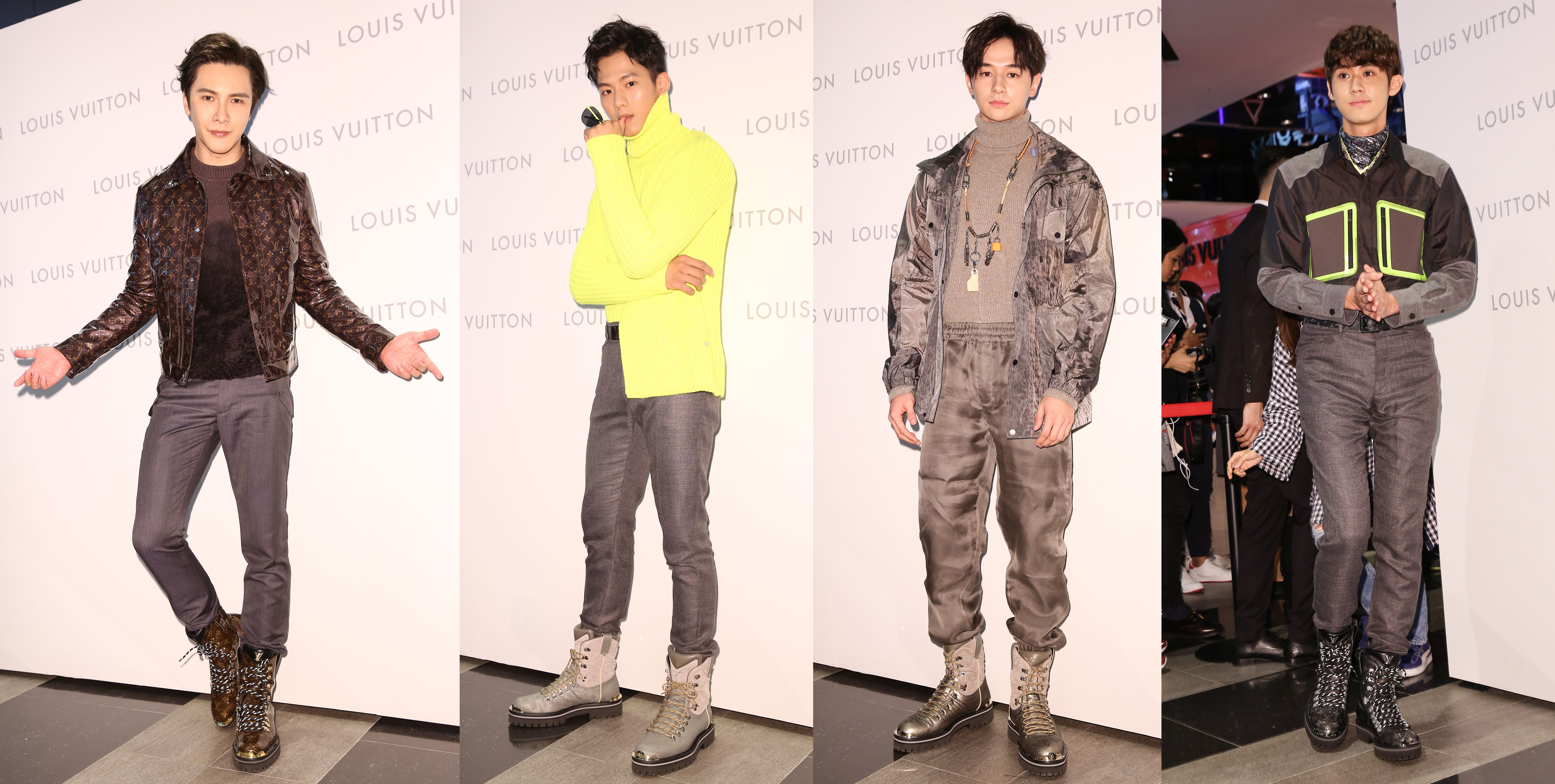 LV全新男裝快閃店邀來〈左起〉謝佳見、吳念軒、張軒睿、李玉璽站台。