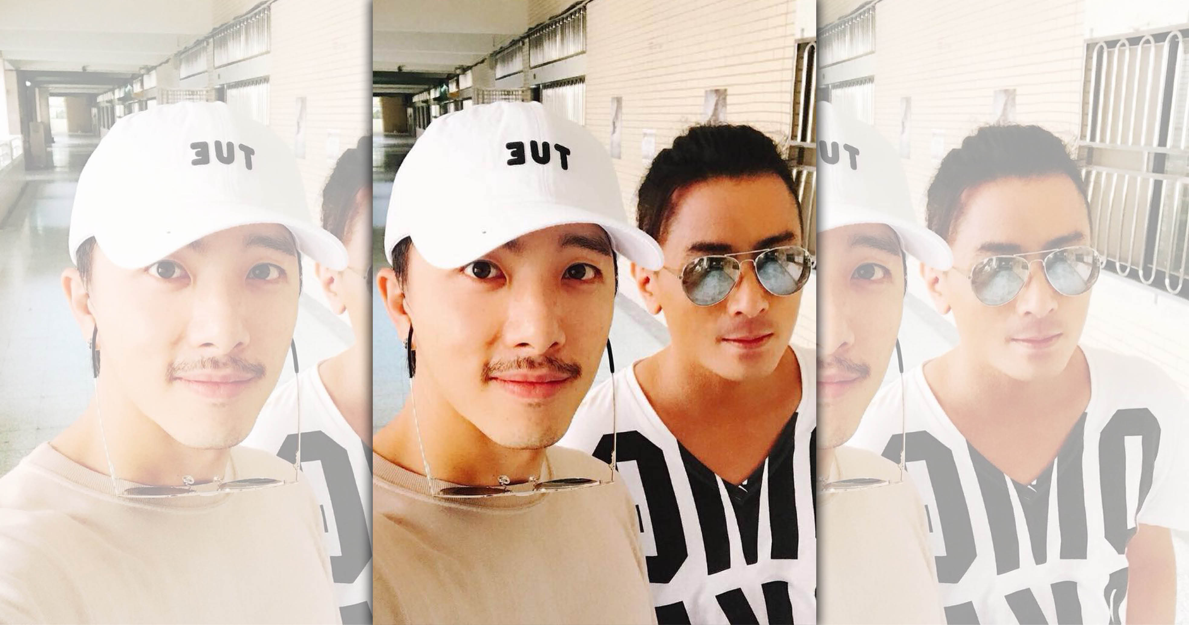 坤達（左）於粉絲頁貼出與Toro在母校新店高中之合照，引發熱烈討論。（翻攝自坤達臉書）