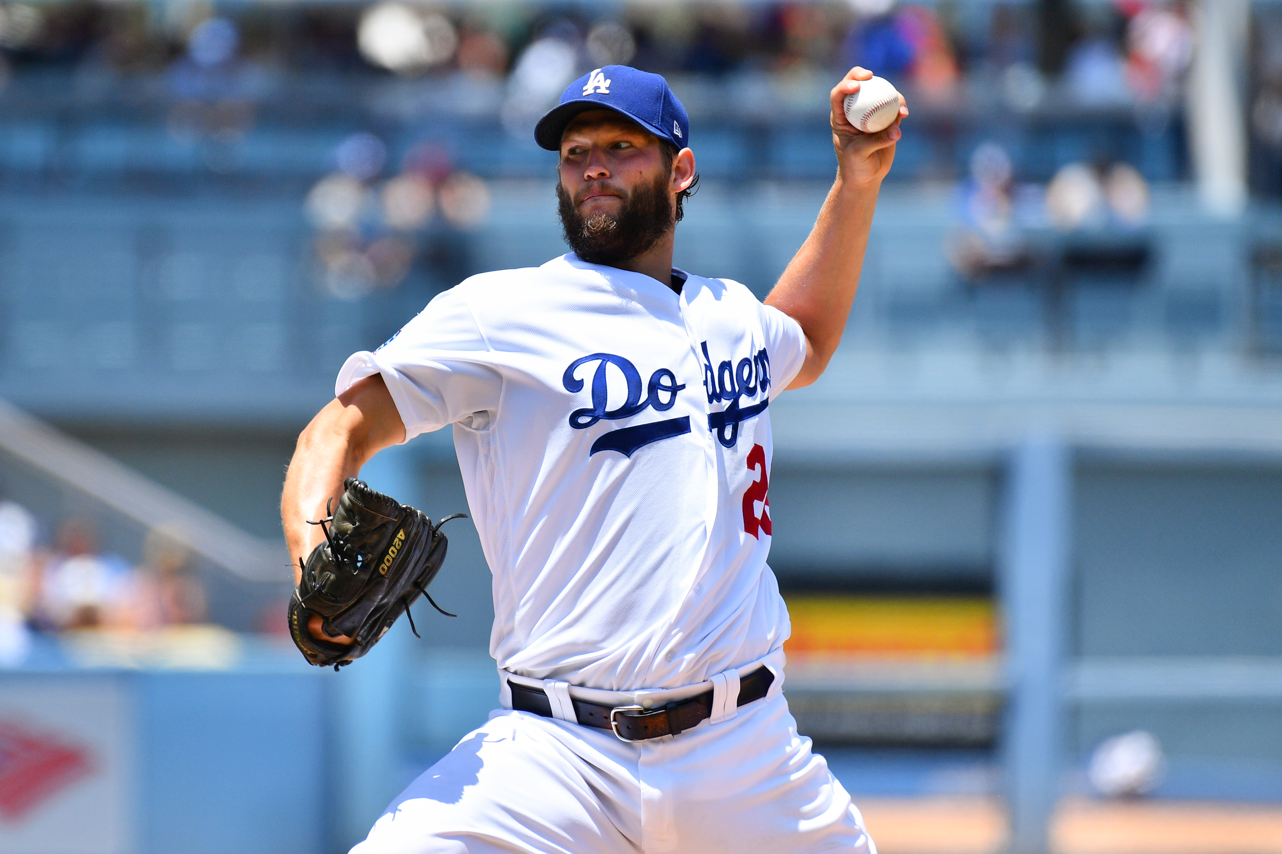 道奇王牌投手柯蕭主投6.2局丟3分，外加8次精采三振，可惜無緣拿下勝投。（東方IC）