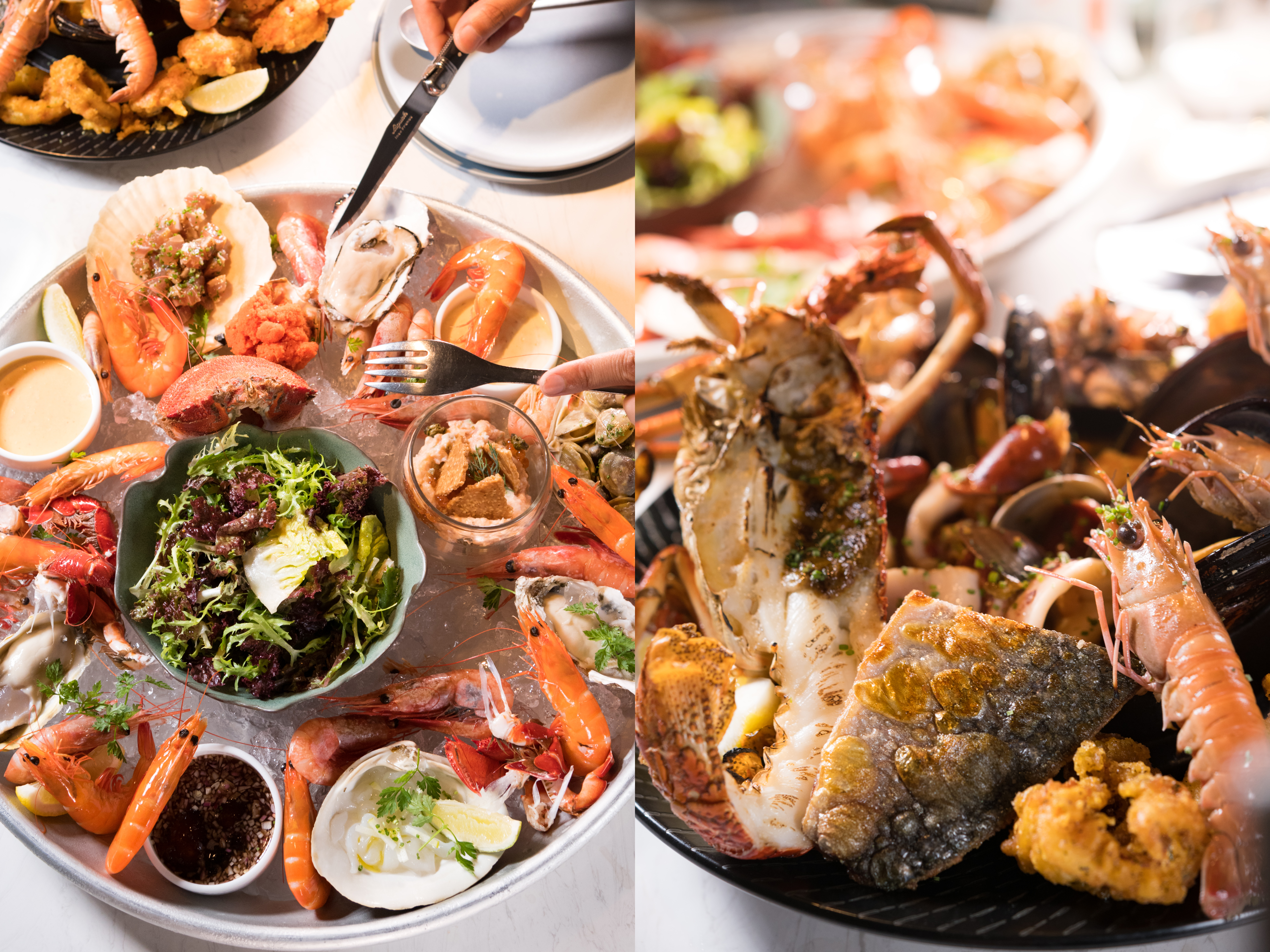 「浮誇海鮮塔」冷熱皆澎湃，適合多人共享。（4,500元／份）