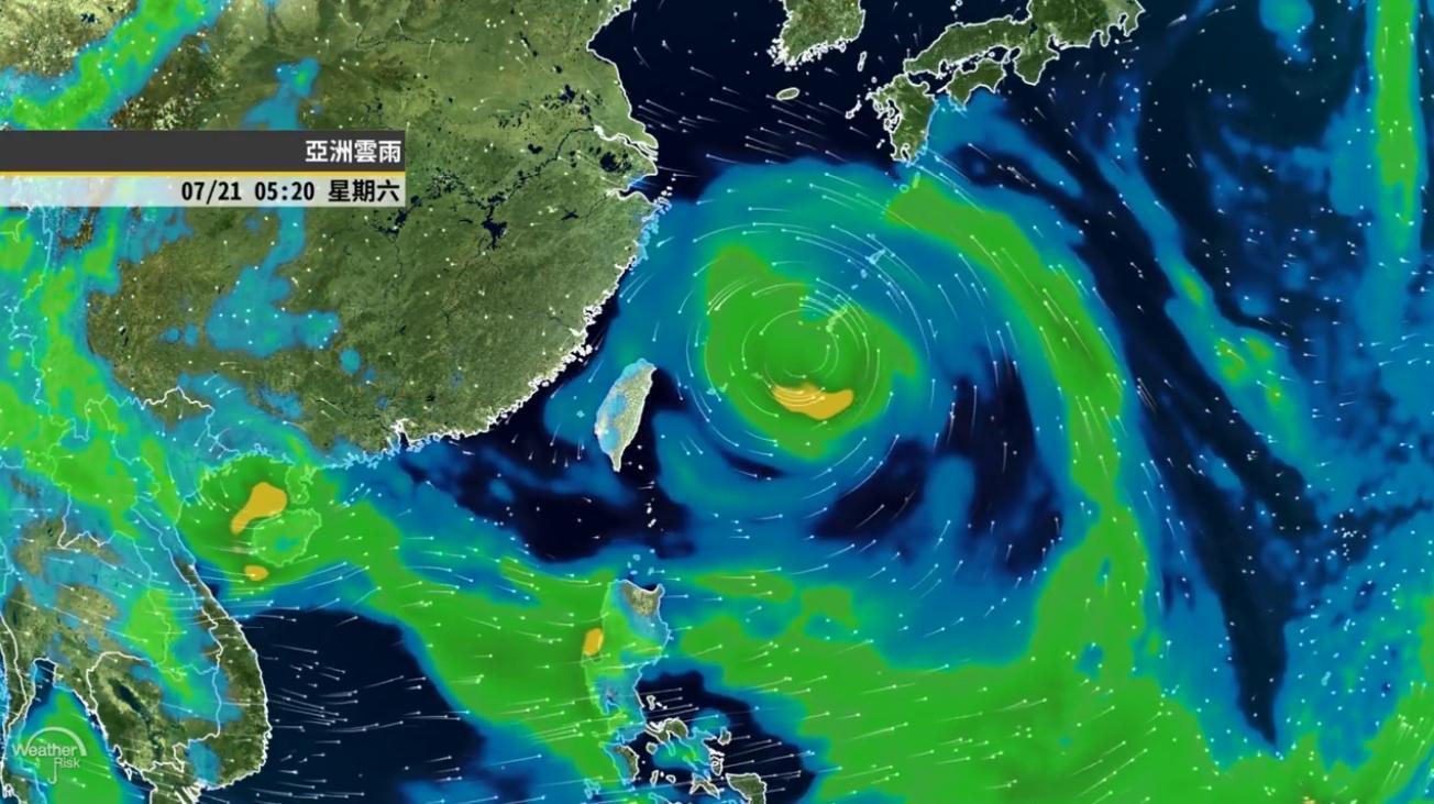 第十號颱風安比若形成,即便不登陸,外圍環流仍對台灣有影響。(翻攝自氣象達人彭啟明臉書影片)