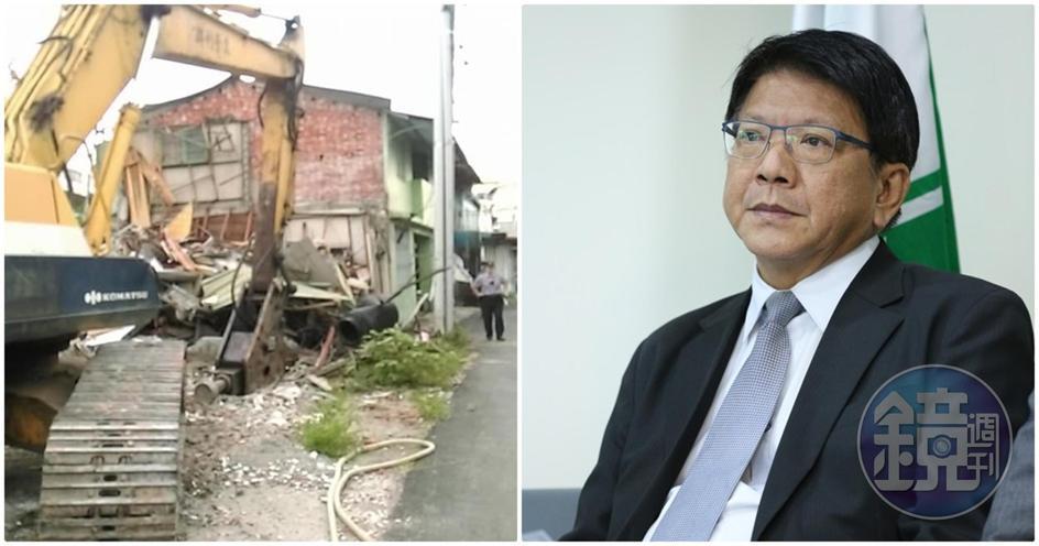 屏東縣政府為推動公勇路拓寬案拆遷該地區房屋，竟意外引發屏東縣長潘孟安的從政以來最大危機。（左圖翻攝自蔣月惠臉書）