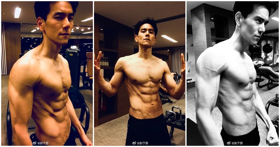 彭于晏秀出自己傲人胸肌，稱自己為了新角色，去年就開始健身。（翻攝自彭于晏微博）