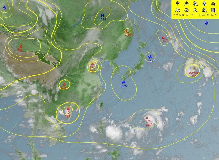 菲律賓東方海面熱帶性低氣壓最快今生成颱風雲雀。（翻攝自中央氣象局）