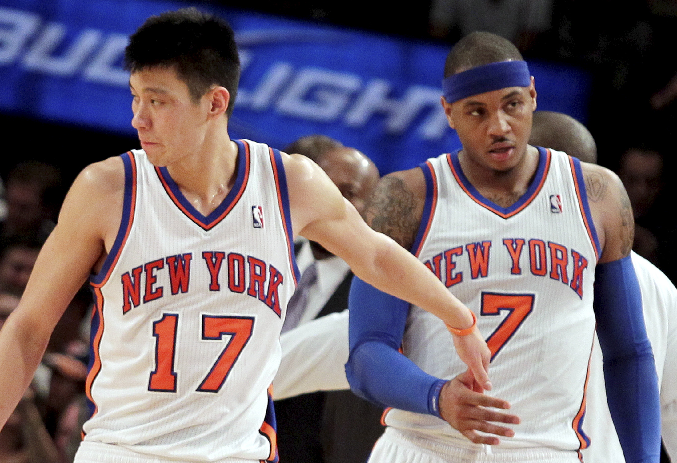 林書豪與甜瓜曾在紐約尼克搭檔，當時多次傳出2人不合的消息。（東方IC）