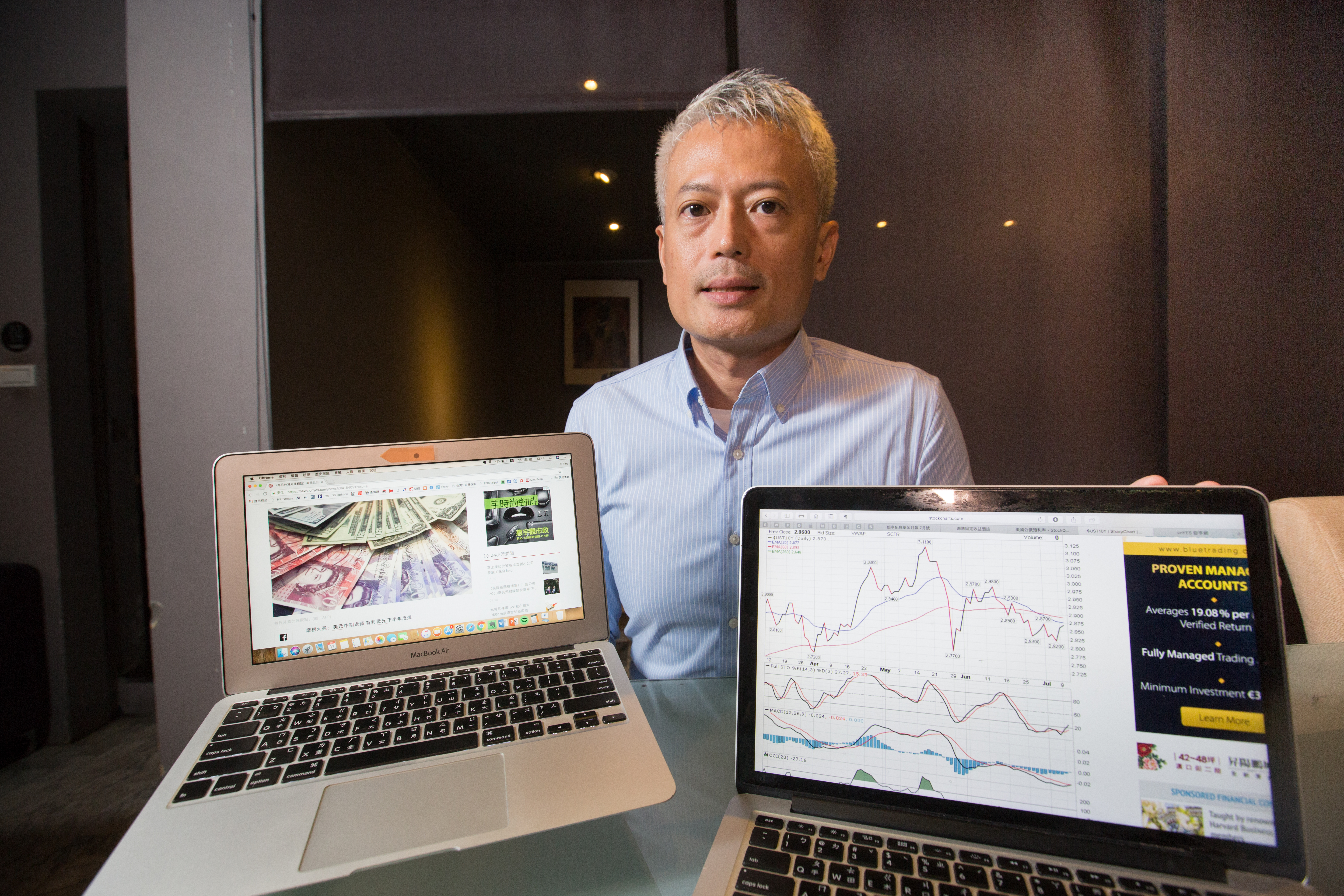 買配息債讓郭俊宏現階段每月有5萬元息收，等於多領一份薪。