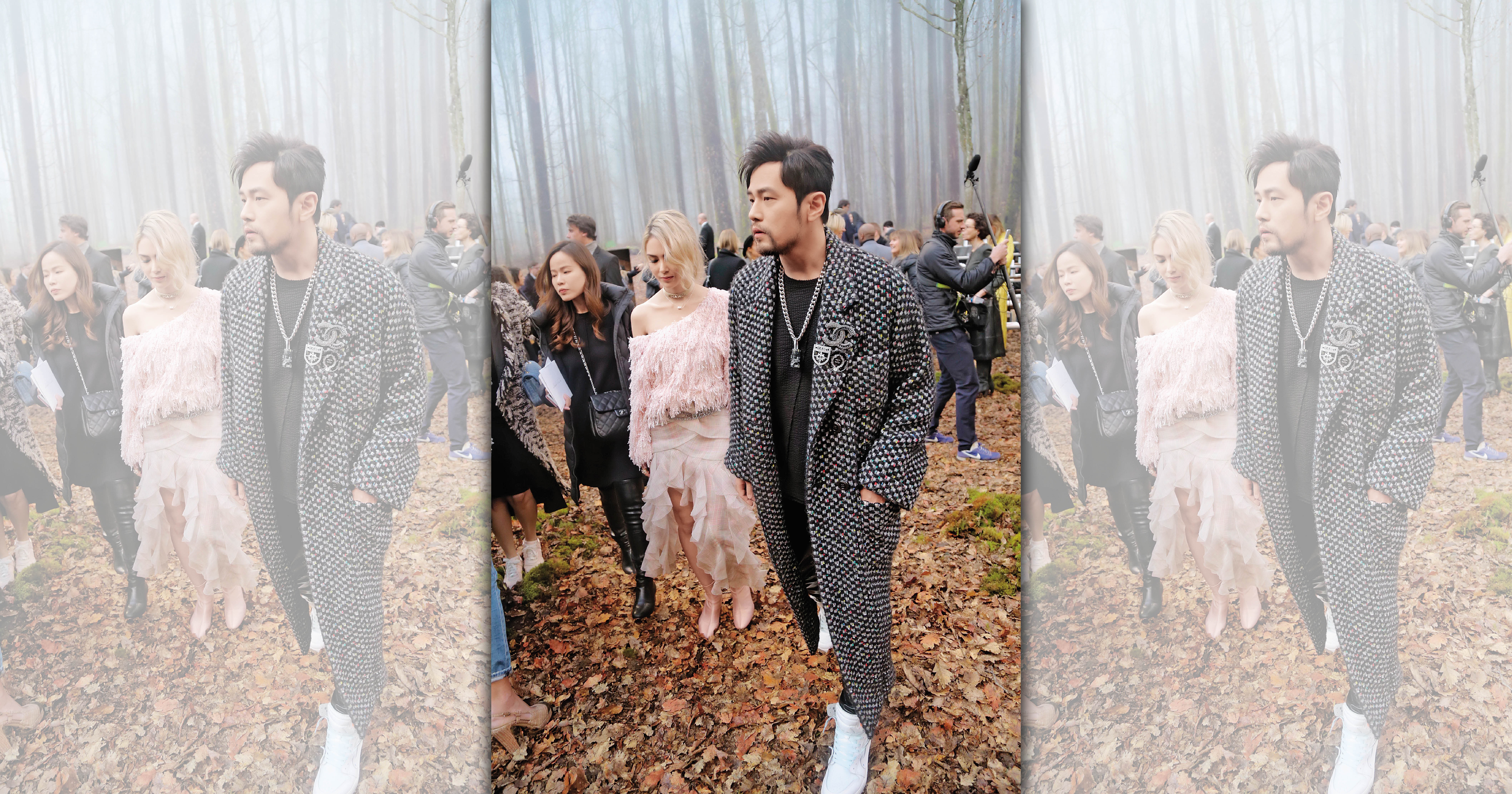 周杰倫與昆凌2014年結婚後成了寵妻魔人，除了頻放閃、黏緊緊，今年3月一起出席Chanel秋冬秀。（東方IC）