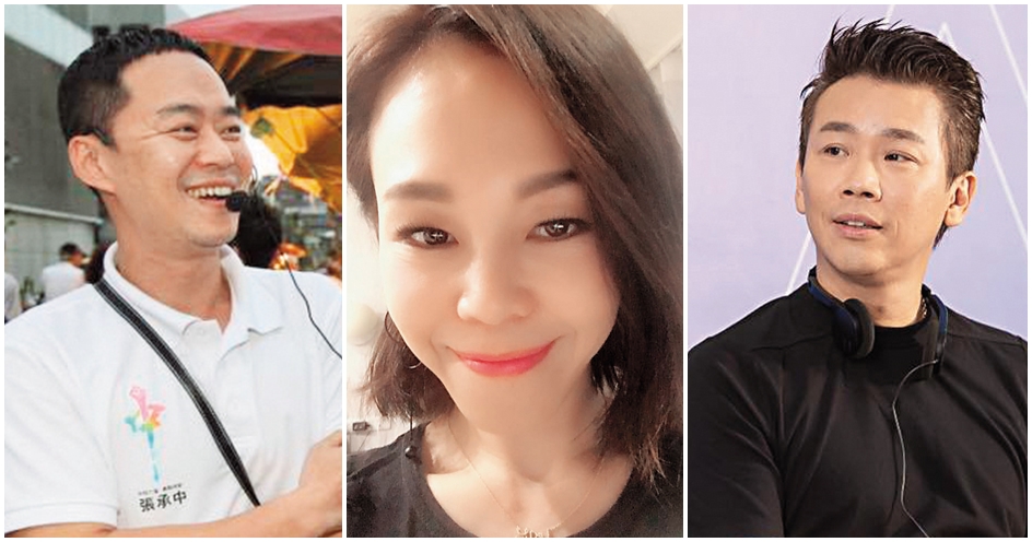 酒後情緒容易放大，Selina前夫張承中（左）被拍到與女主播喇舌；彭佳慧（中）被拍到與精壯男在街頭擁抱、激吻；陶喆（右）激吻女宣傳外，還轉身抱住跟拍的狗仔，送上嘴對嘴熱吻。