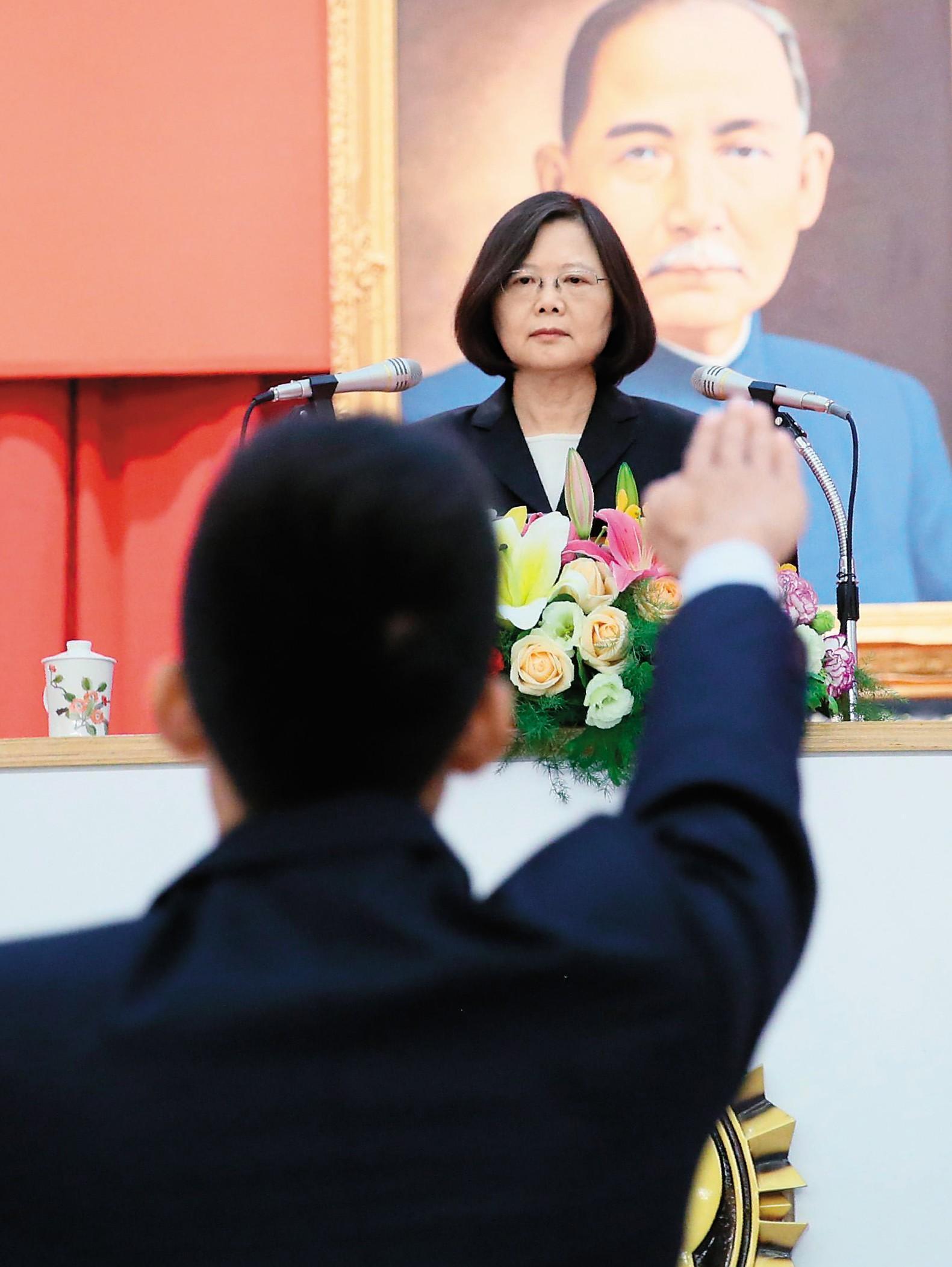 總統蔡英文7月21日宣誓，未來要再投入百億元掃毒，將毒品趕出台灣。（總統府提供）