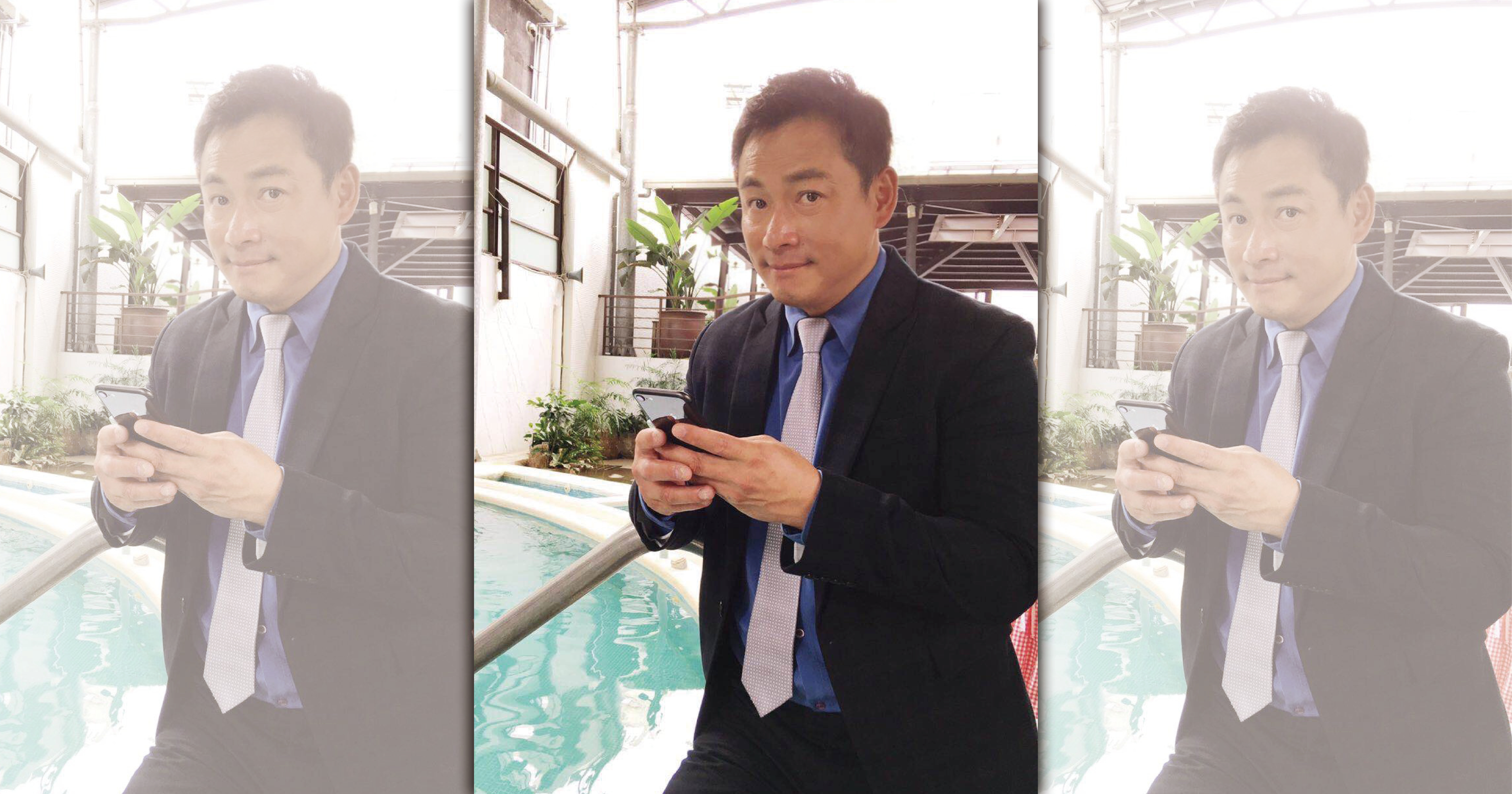 江宏恩用手機打字的速度飛快，令人嘖嘖稱奇。（艾迪昇提供）