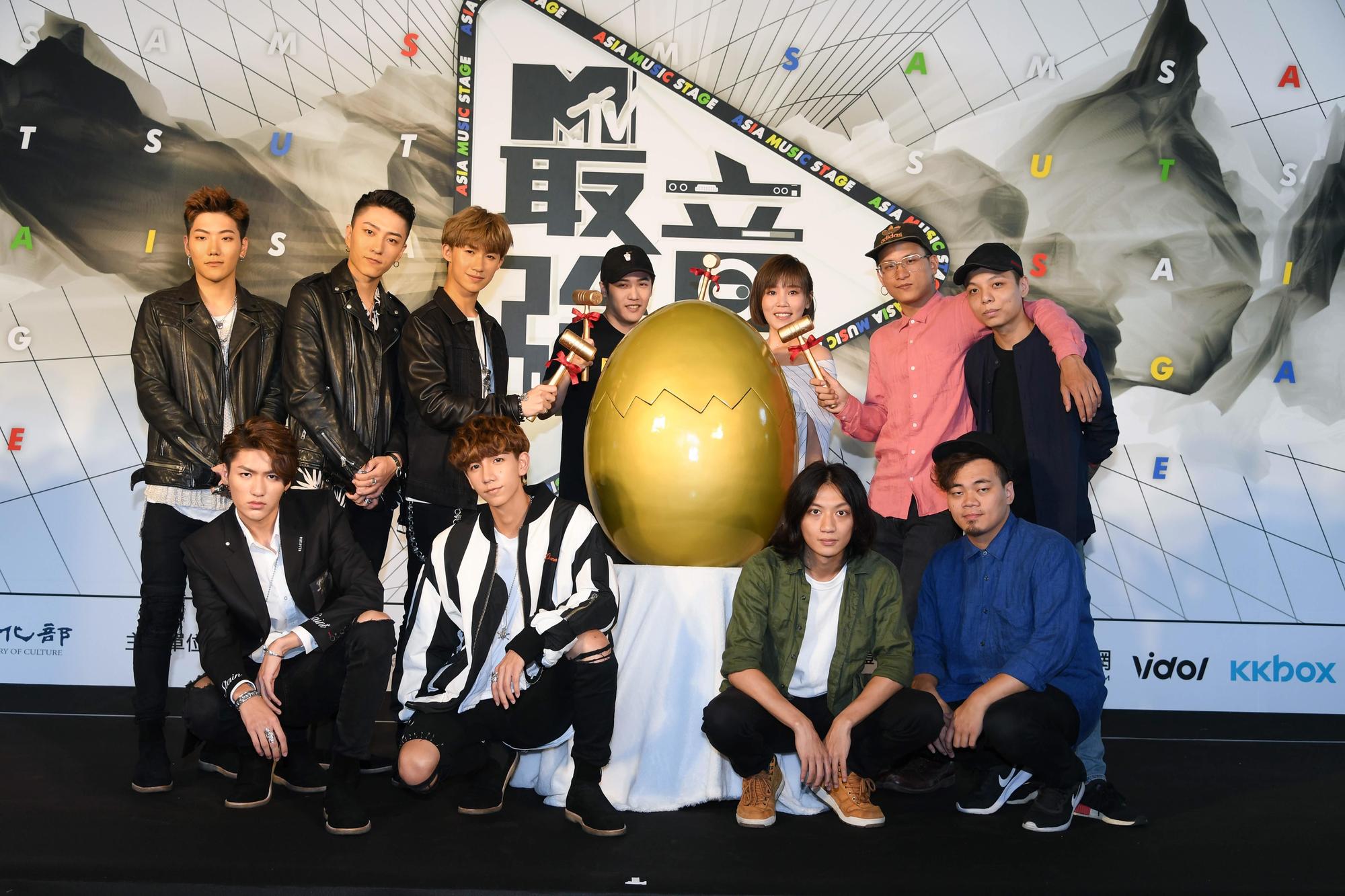 茄子蛋、李佳薇、熊仔及C.T.O等出席MTV台《最強音》記者會。（三立提供）