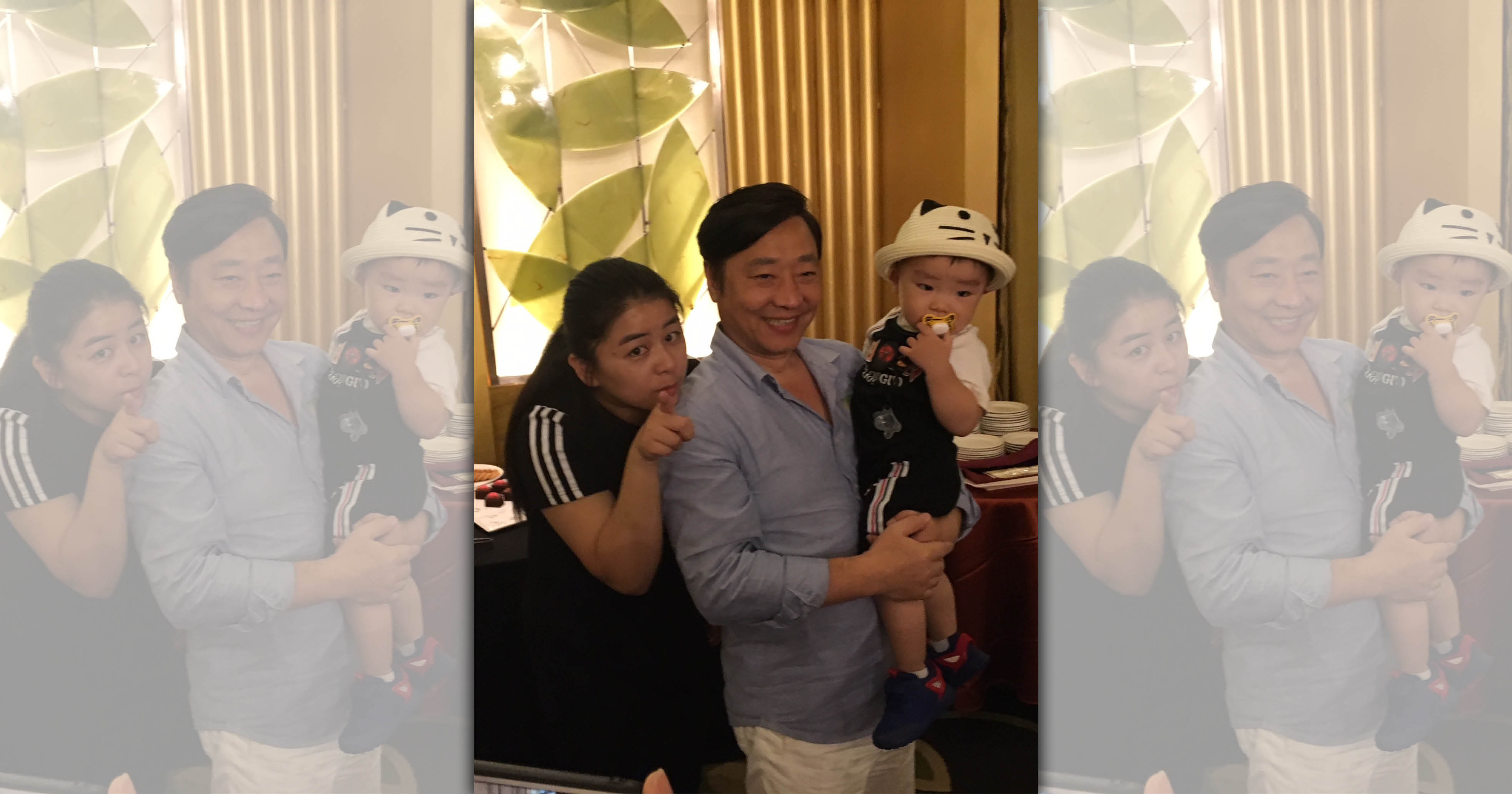 製作人甯宜文與江佩珍（左1）帶著1歲4個月的兒子「小太陽」出席記者會。（郭曉芸攝）