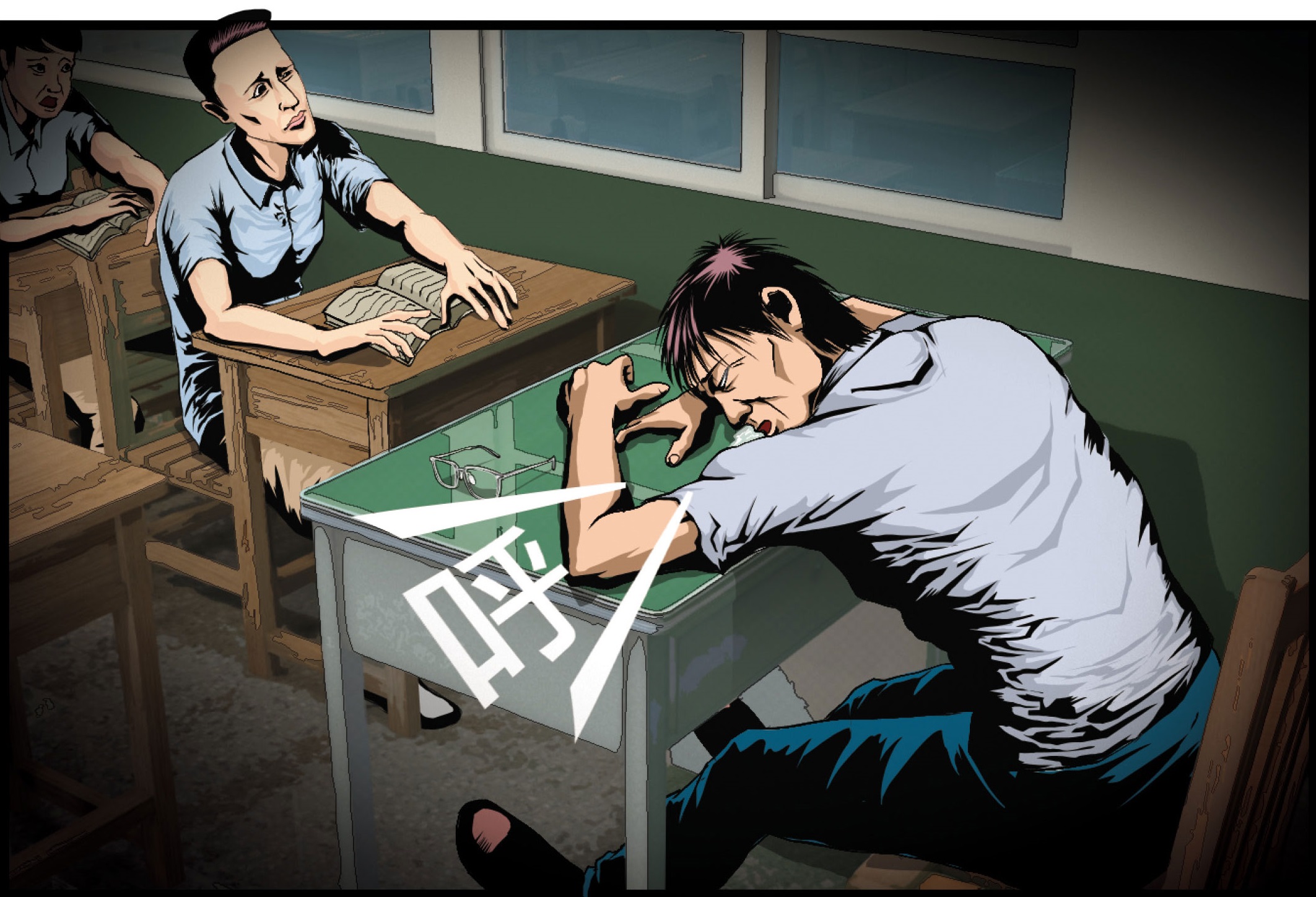 這位老師沒有教師證竟可在三信教國文，還公然在課堂上睡覺，打混的教學態度，相當離譜。