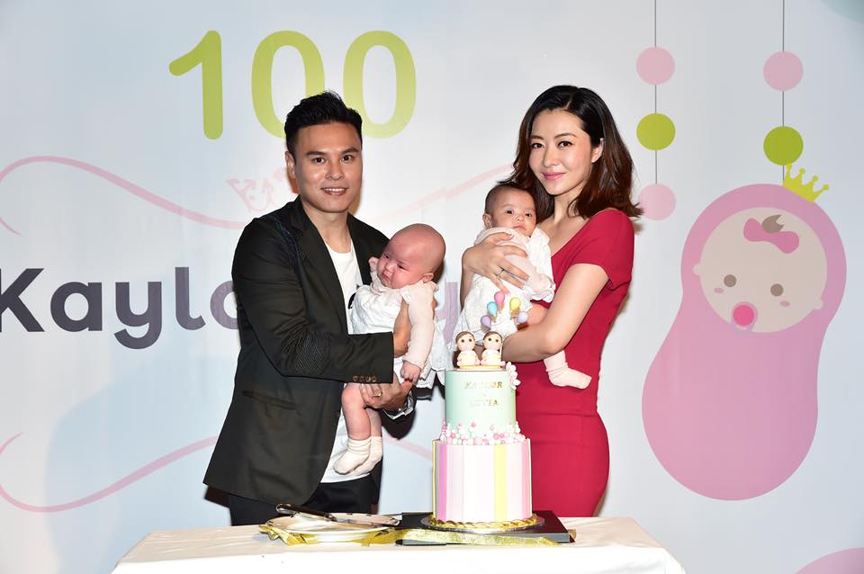 熊黛林與老公郭可頌昨日為雙胞胎女兒Kaylor和Lyvia舉行百日宴，與家人、圈外朋友分享喜悅。（STYLE International Management Group提供）