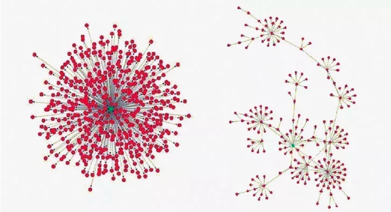 李大慶教授發現的真（左）假（右）新聞主要傳播形式（來源：Science News）