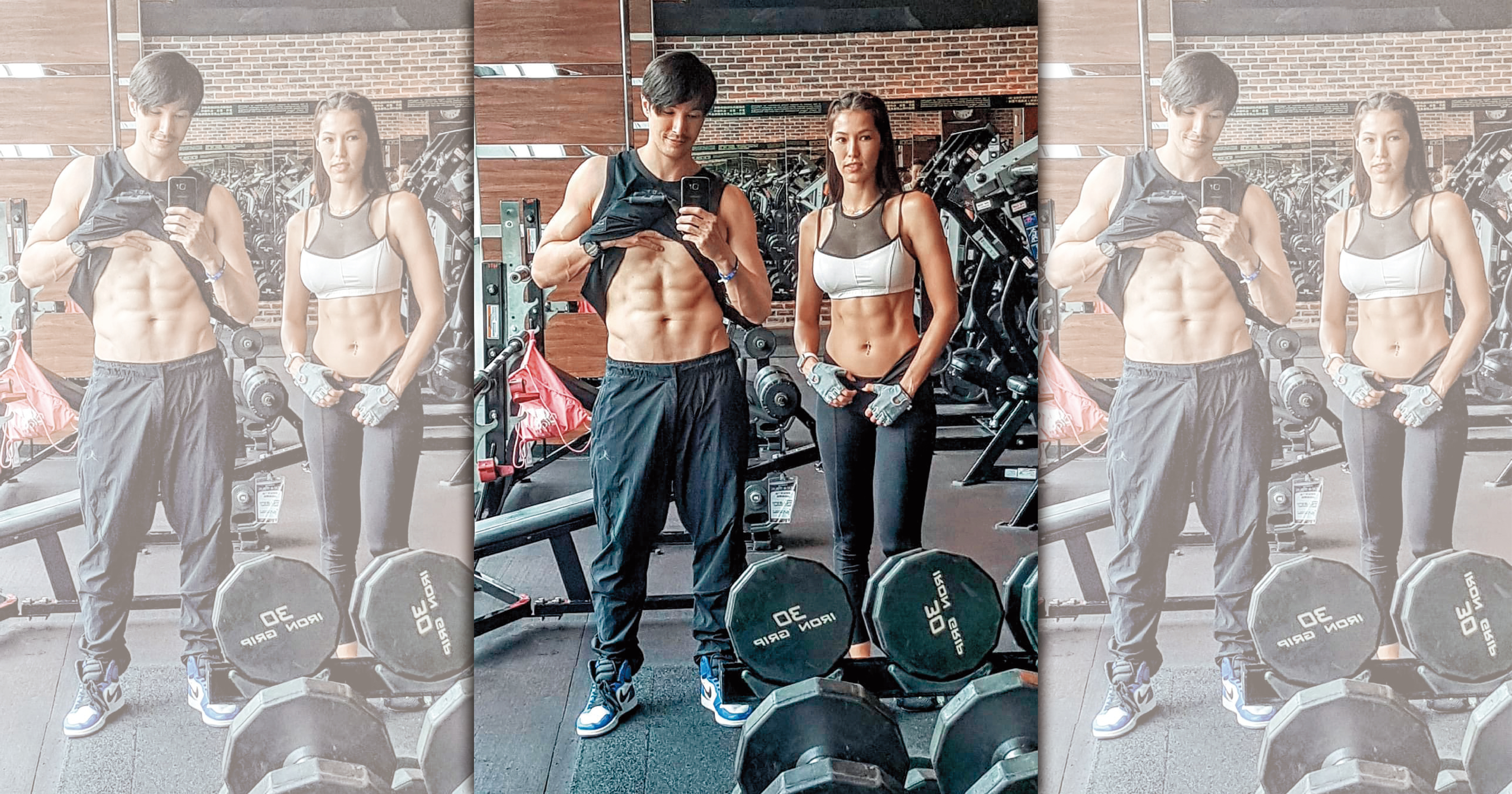 Akemi與錦榮最常被直擊一起去健身，兩人對身材都非常要求。（翻攝自錦榮臉書）