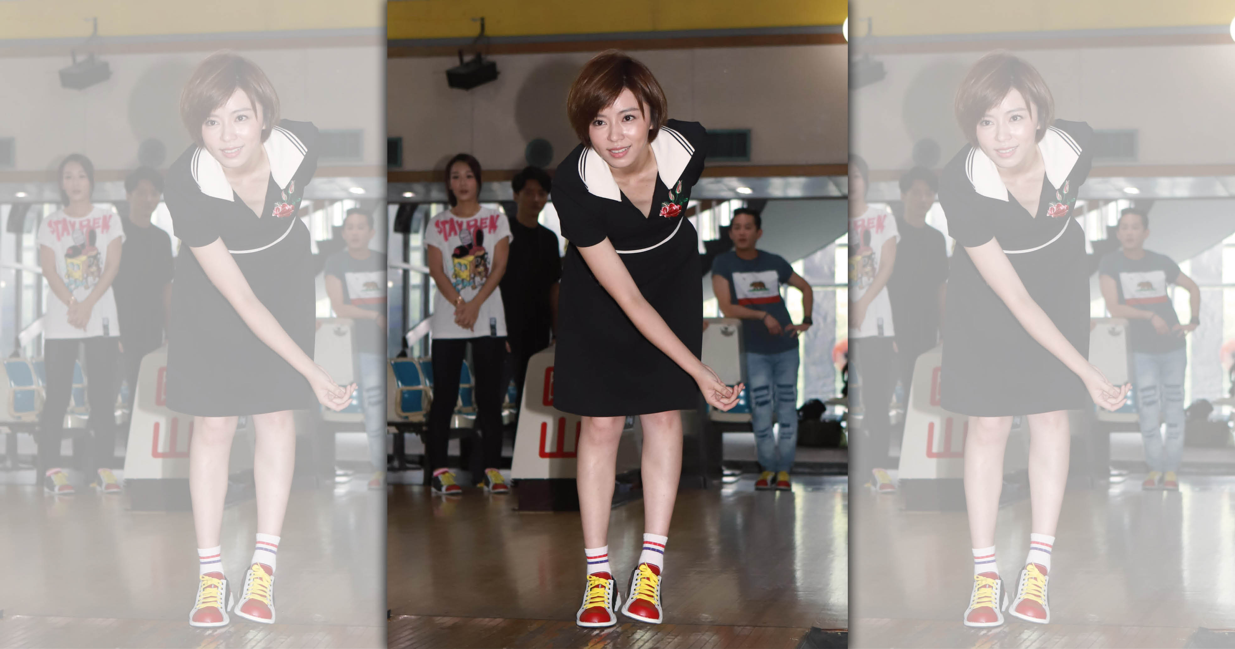 王瞳打保齡球慶功，承諾收視破7要穿比基尼。（民視提供）