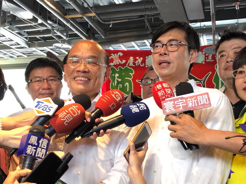 民進黨新北市長參選人蘇貞昌,今到高雄與民進黨高雄市長參選人陳其邁合體造勢。(蘇貞昌辦公室提供)